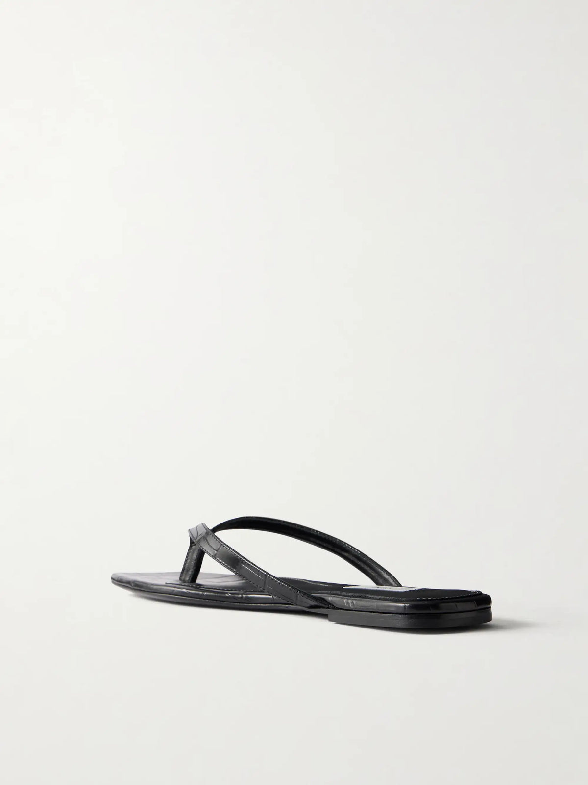 Croc-effect Leather Flip Flops