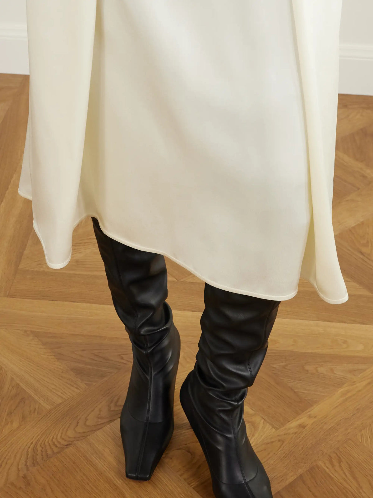 Jil Sander Pleated Satin Midi Skirt