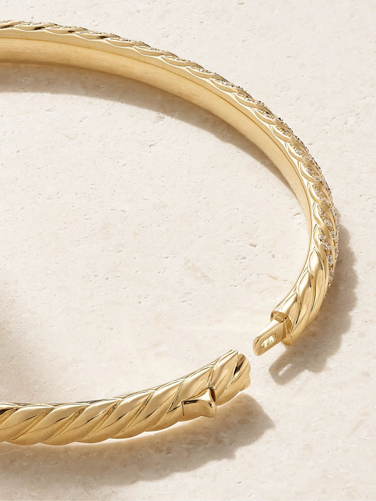 Sculpted Cable 18-karat Gold Diamond Bangle