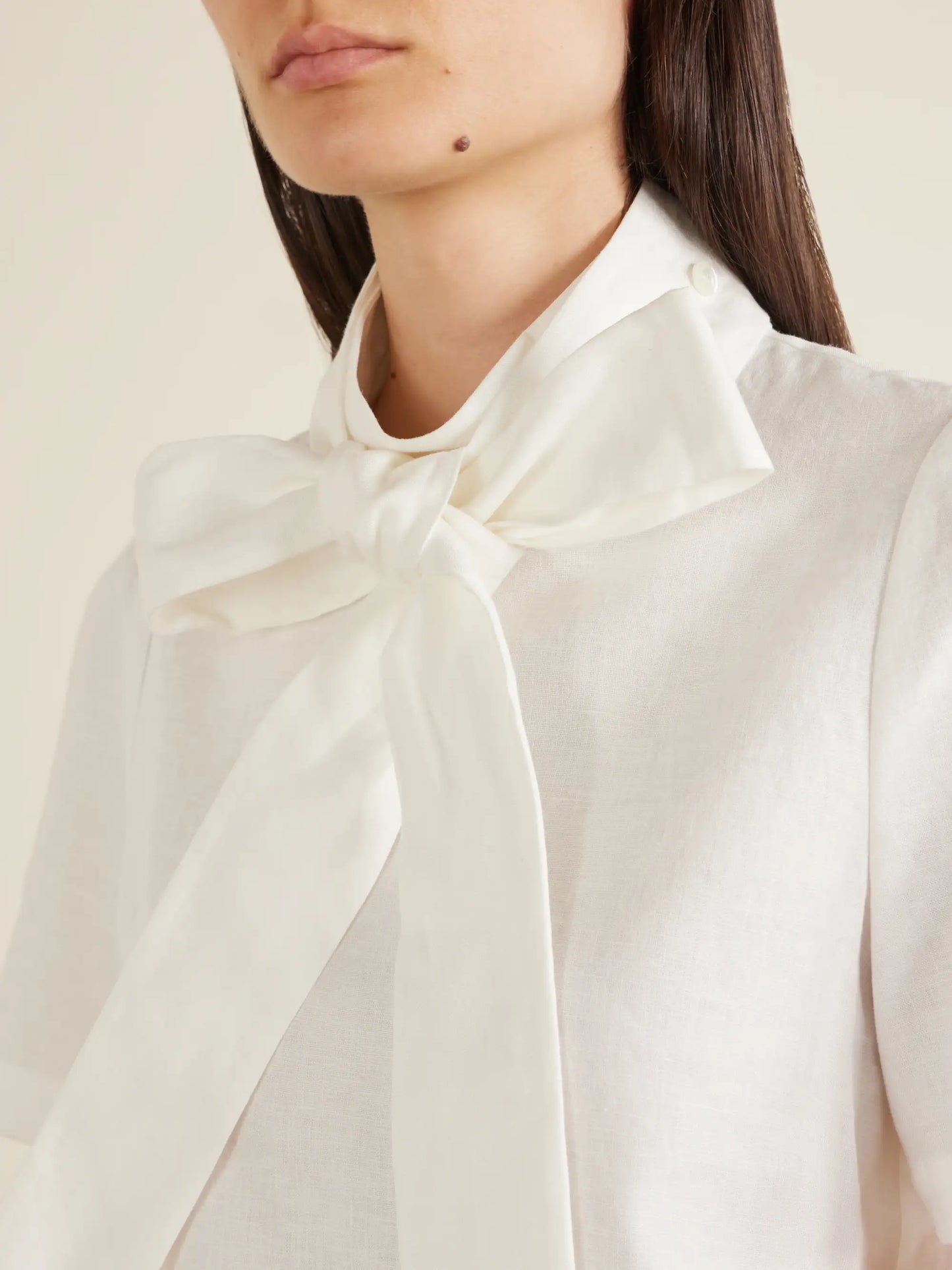 Bow-detailed Linen Blouse