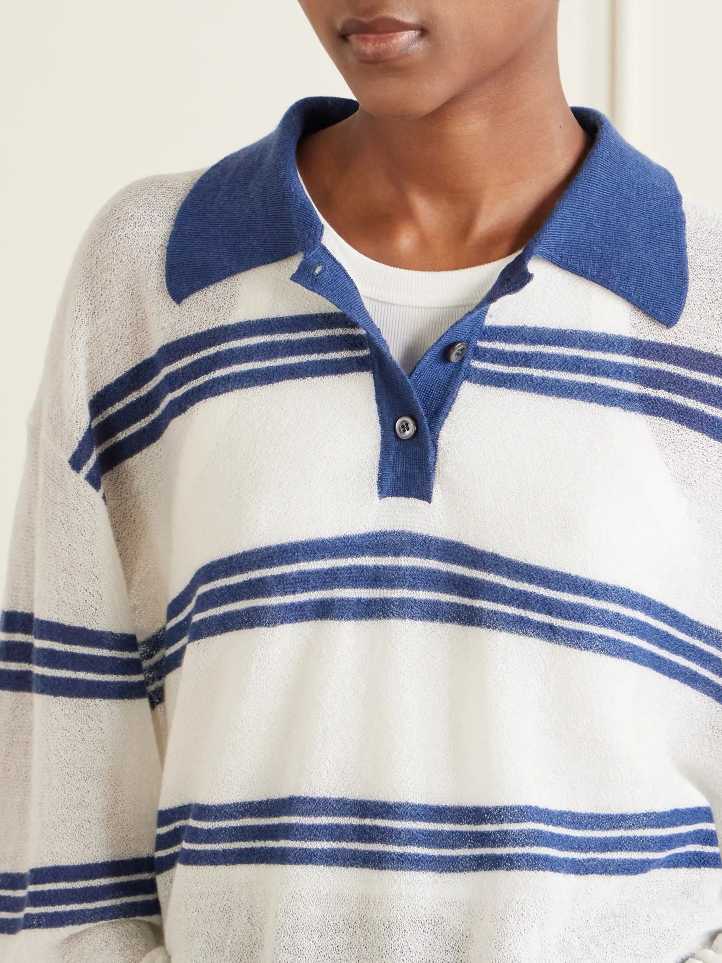 Striped Cashmere And Mohair-blend Polo Shirt
