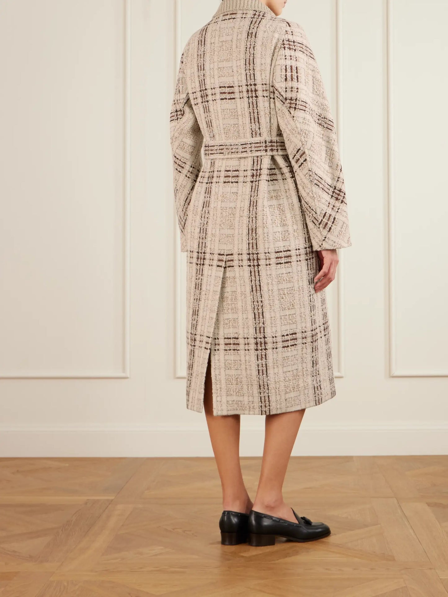 Checked Wool-blend Tweed Coat