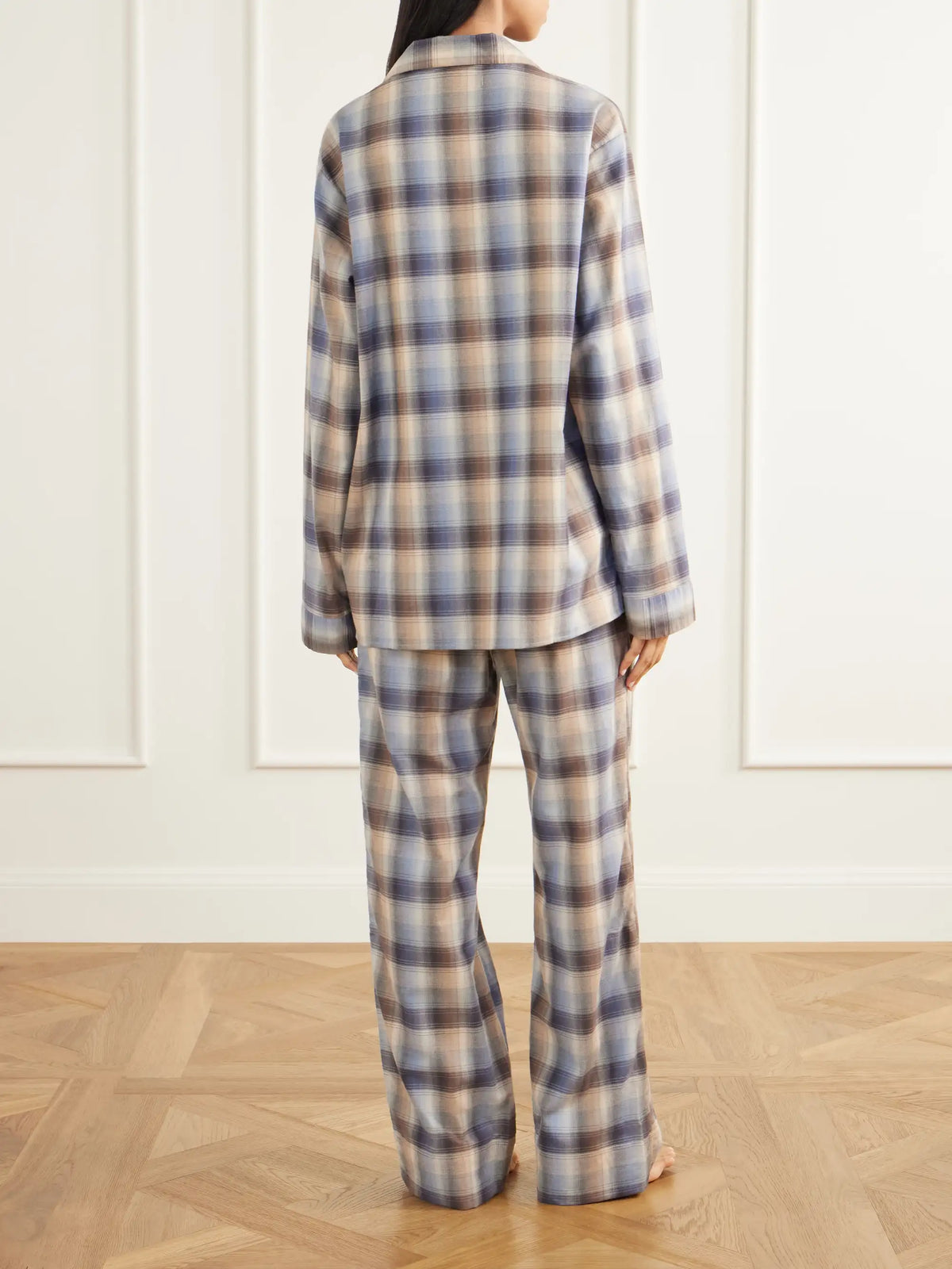 TEKLA + Auralee Drawstring Checked Organic Cotton-twill Flannel Pajama Set