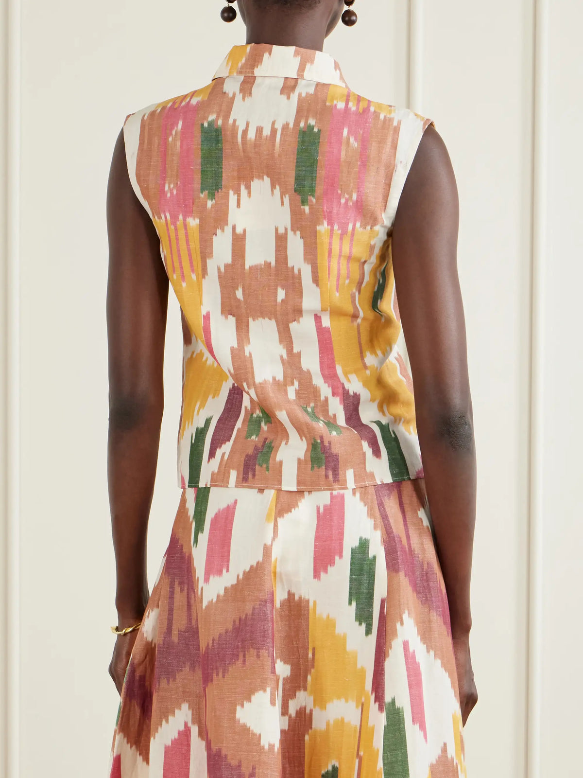 Emporio Sirenuse Printed Cotton And Linen-blend Tank