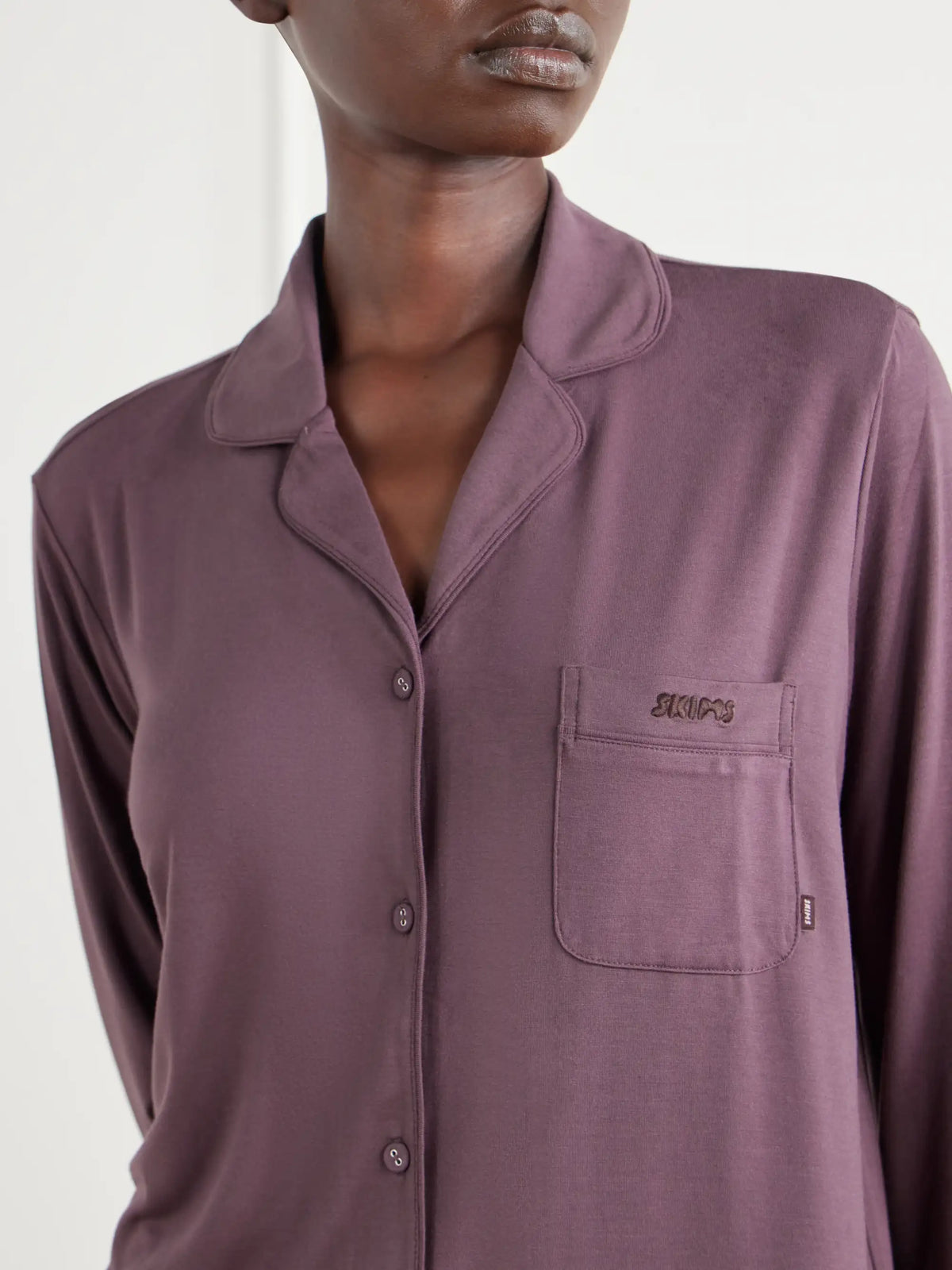SKIMS Stretch-jersey Pajama Set - Raisin