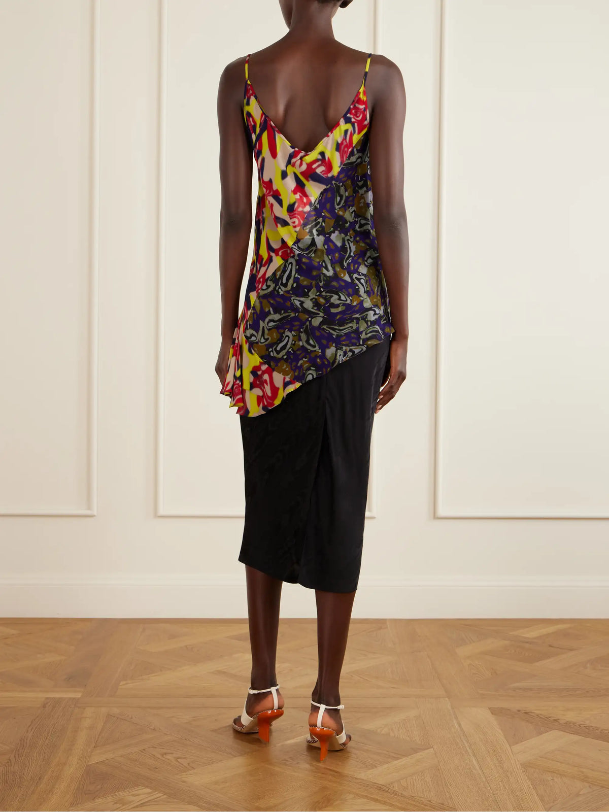Ruffled Printed Asymmetric Georgette Camisole