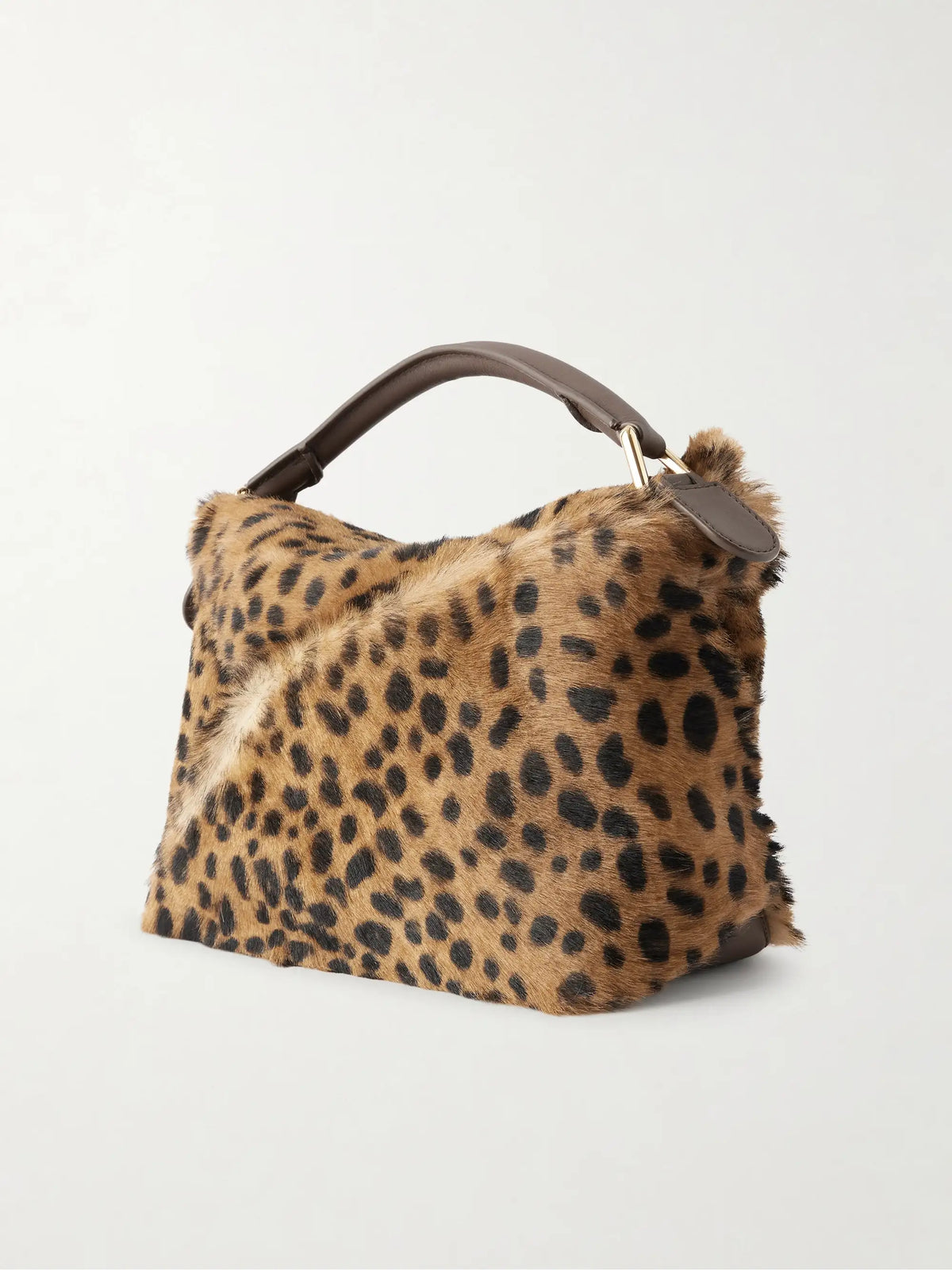 Puzzle Edge Small Leather-trimmed Leopard-print Shearling Shoulder Bag