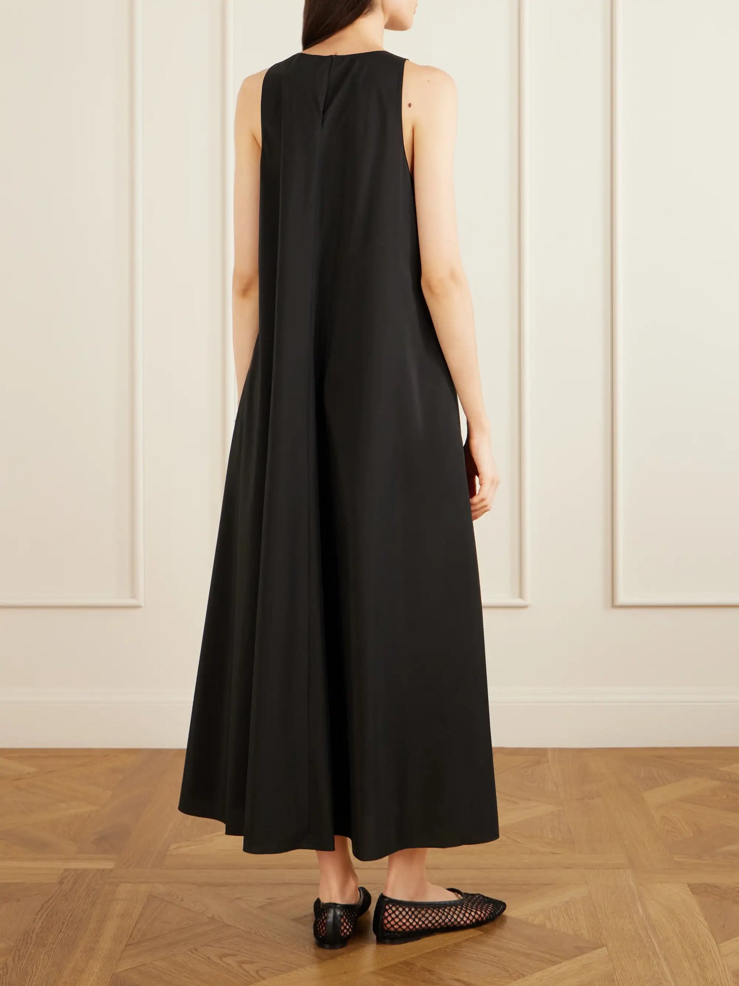 Gathered Cotton And Nylon-blend Maxi Dress