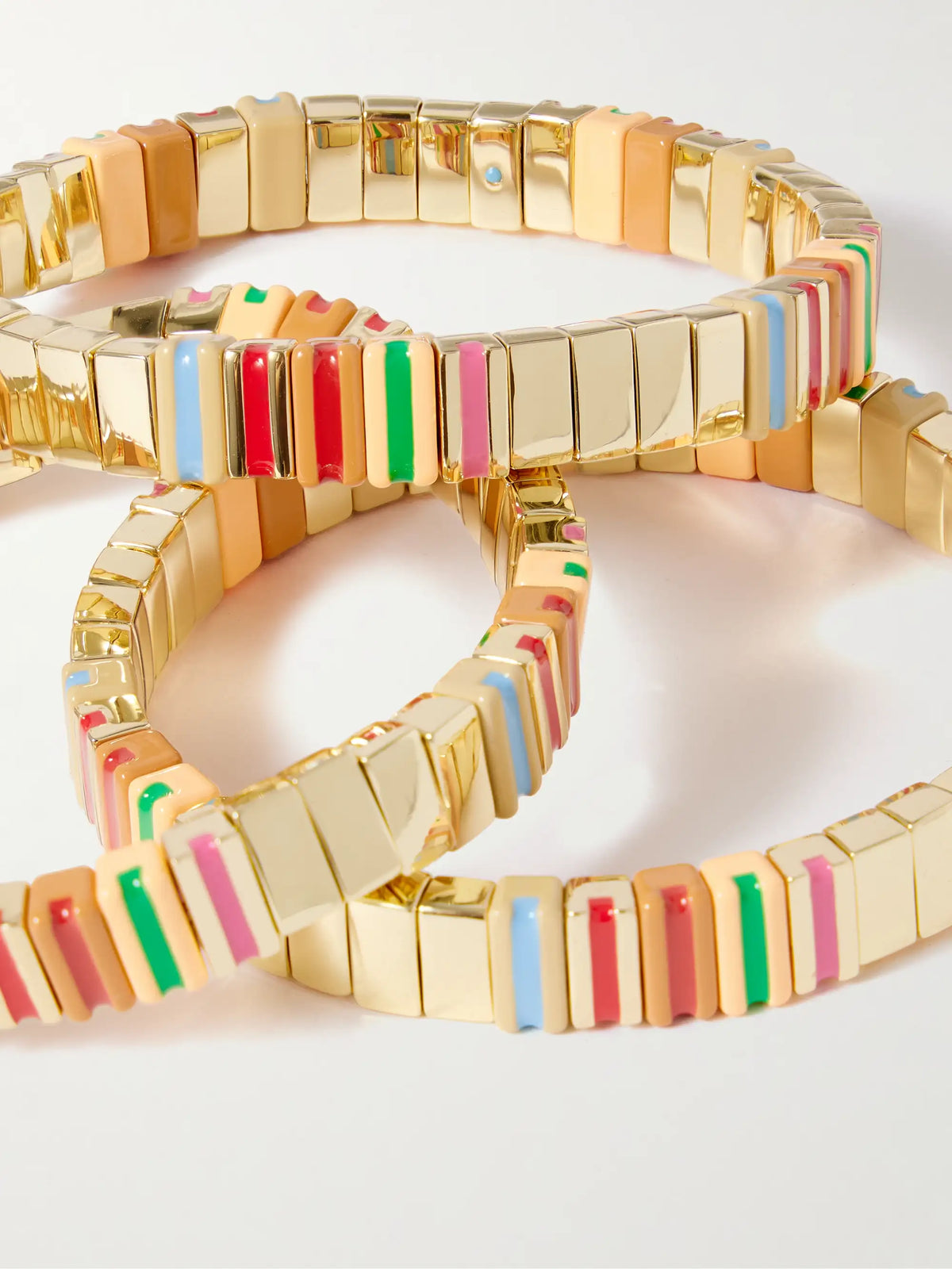 The Happy Stack Set Of Three Gold-tone And Enamel Bracelets