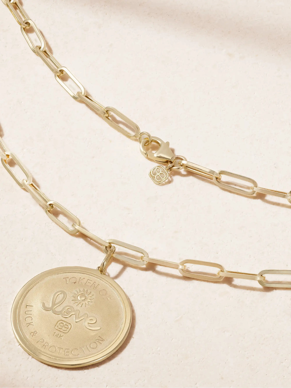 Evil Eye Luck Coin 14-karat Gold Diamond Necklace