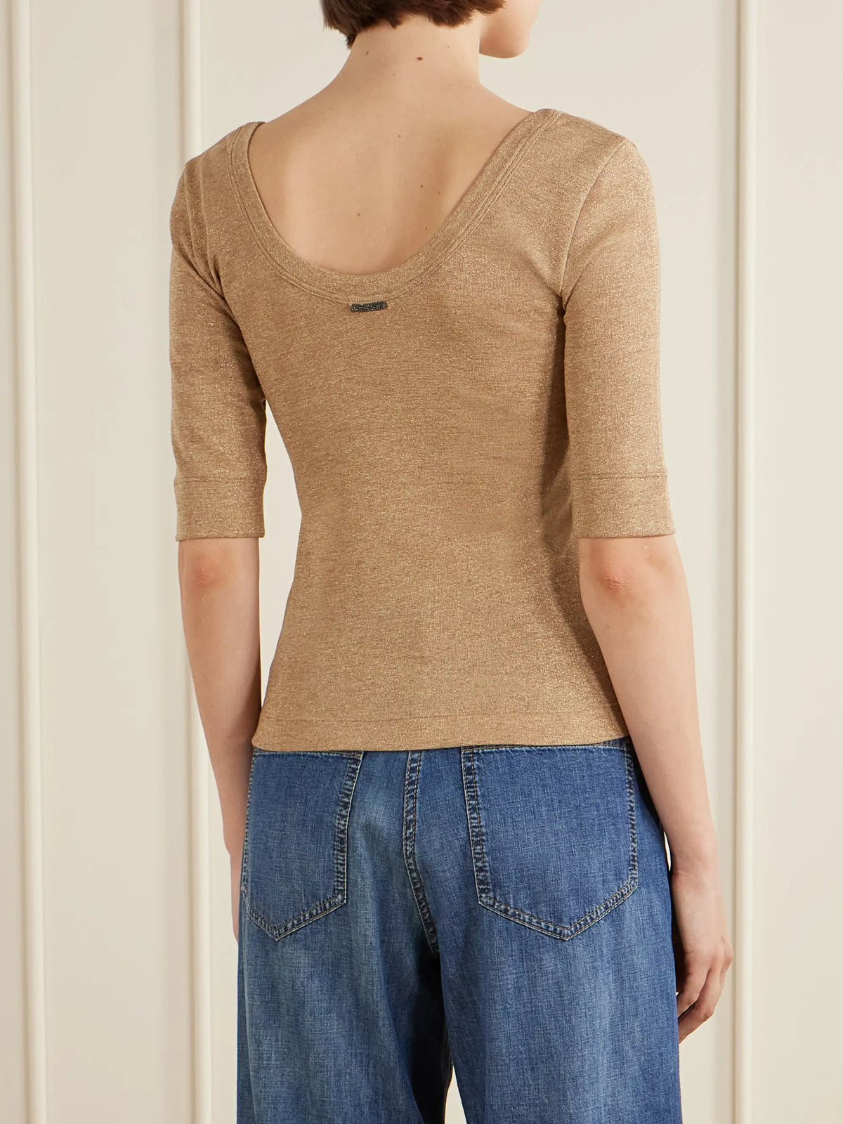 Brunello Cucinelli Metallic Wool-blend Knitted T-shirt