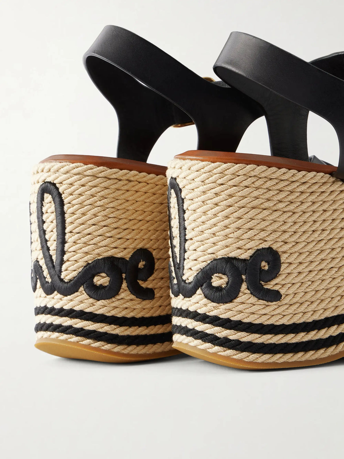Logo-embroidered Leather Platform Sandals