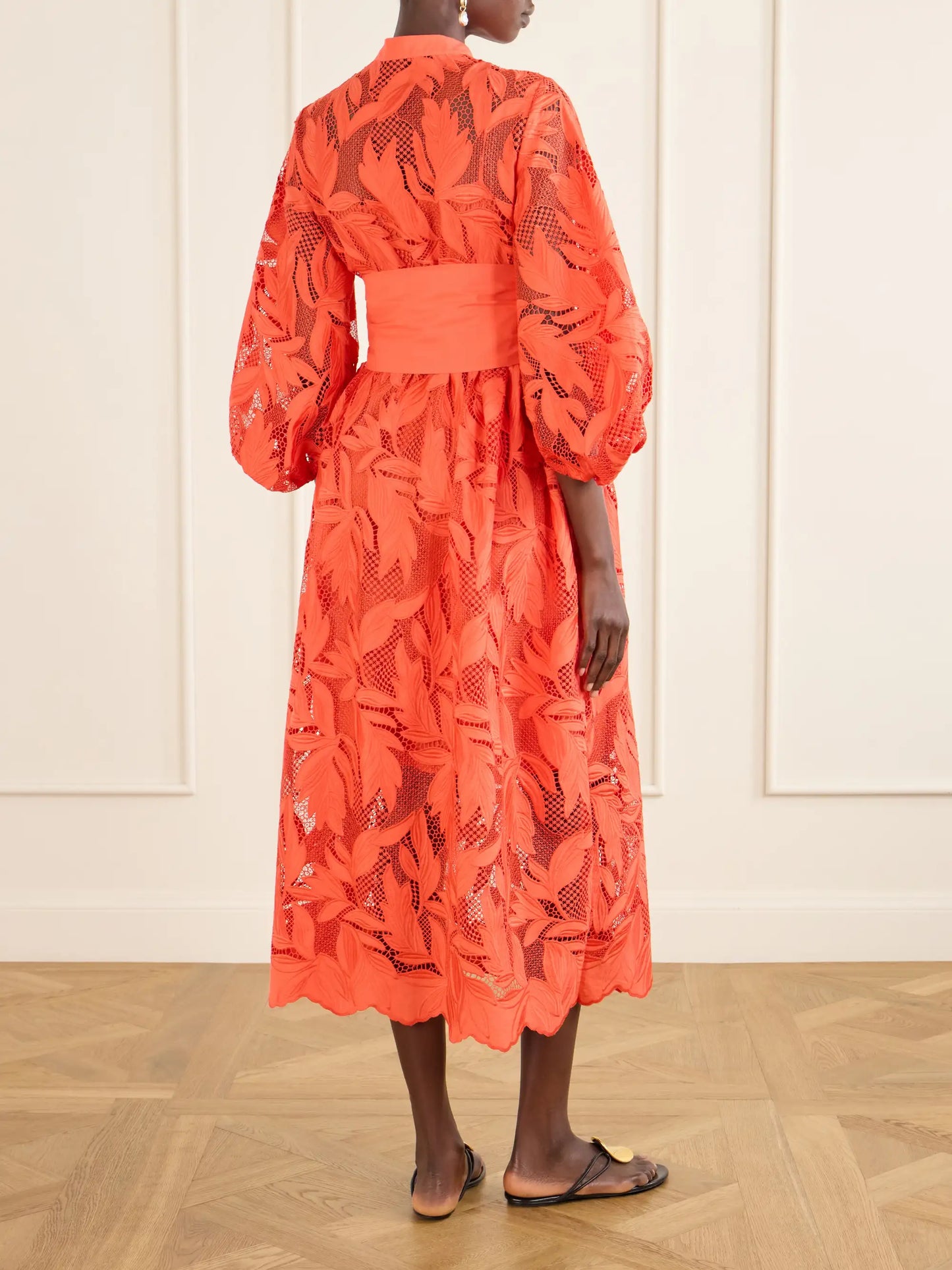 Bow-detailed Embroidered Poplin And Lace Midi Dress