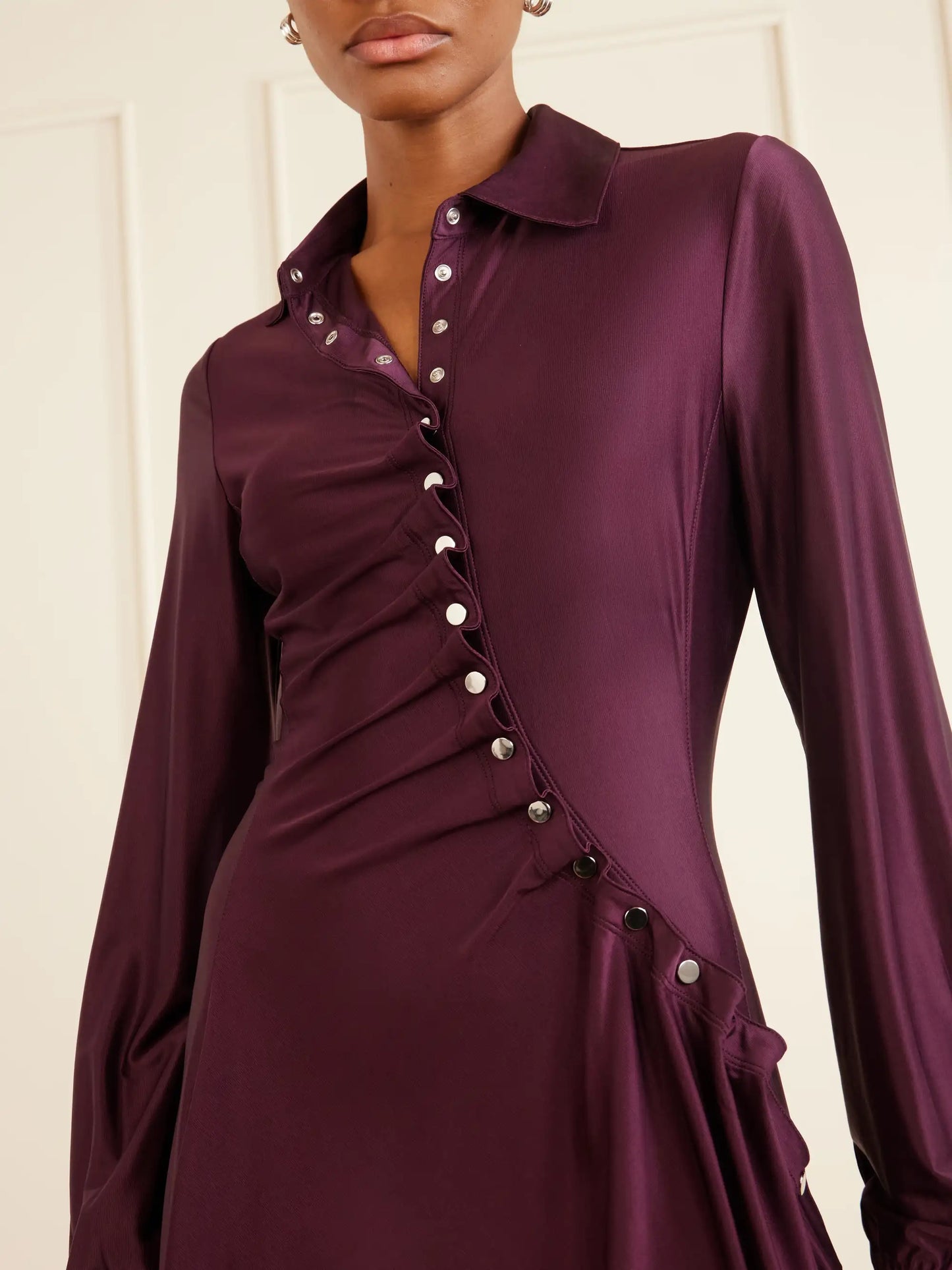 Pleated Jersey-satin Mini Dress