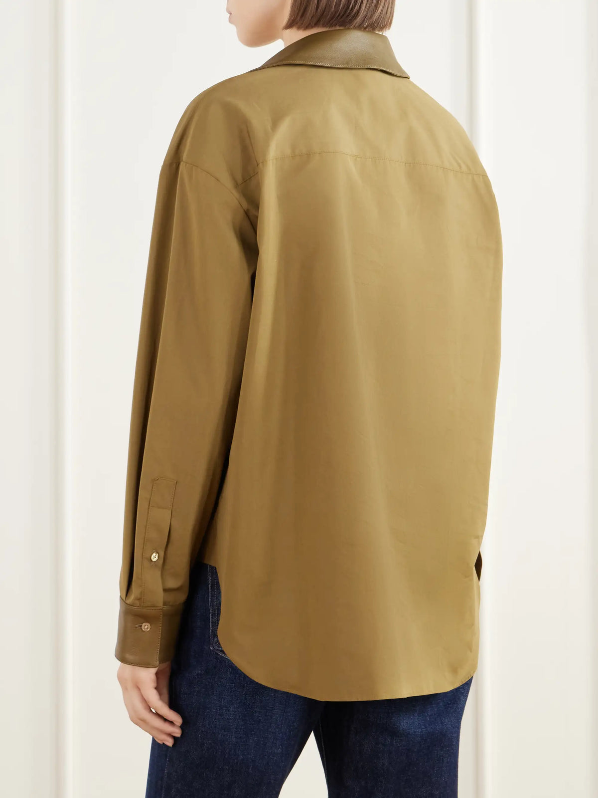 TWP A Case Of You Combo Leather-trimmed Cotton-poplin Shirt
