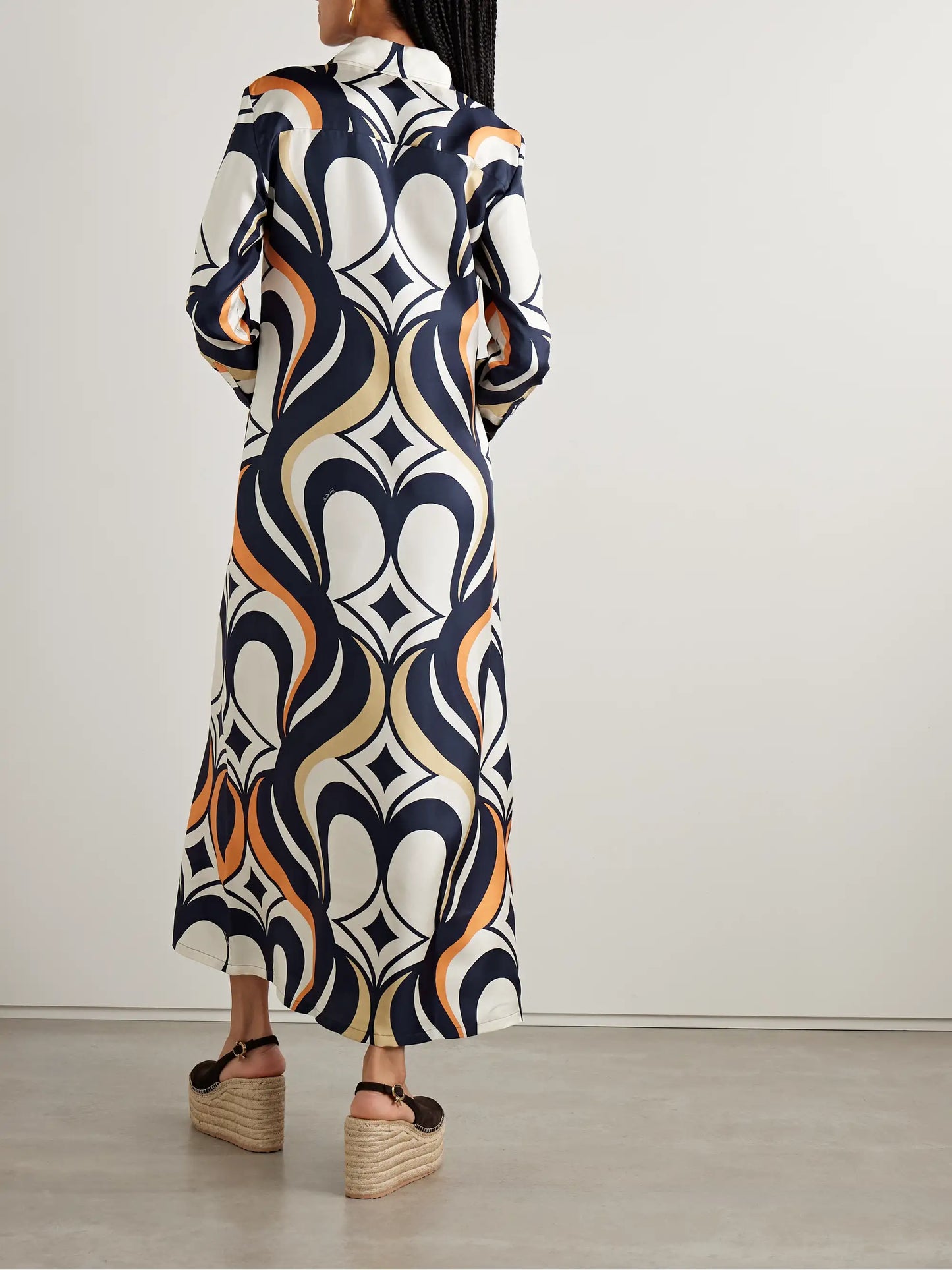 Icon Printed Silk-twill Maxi Shirt Dress