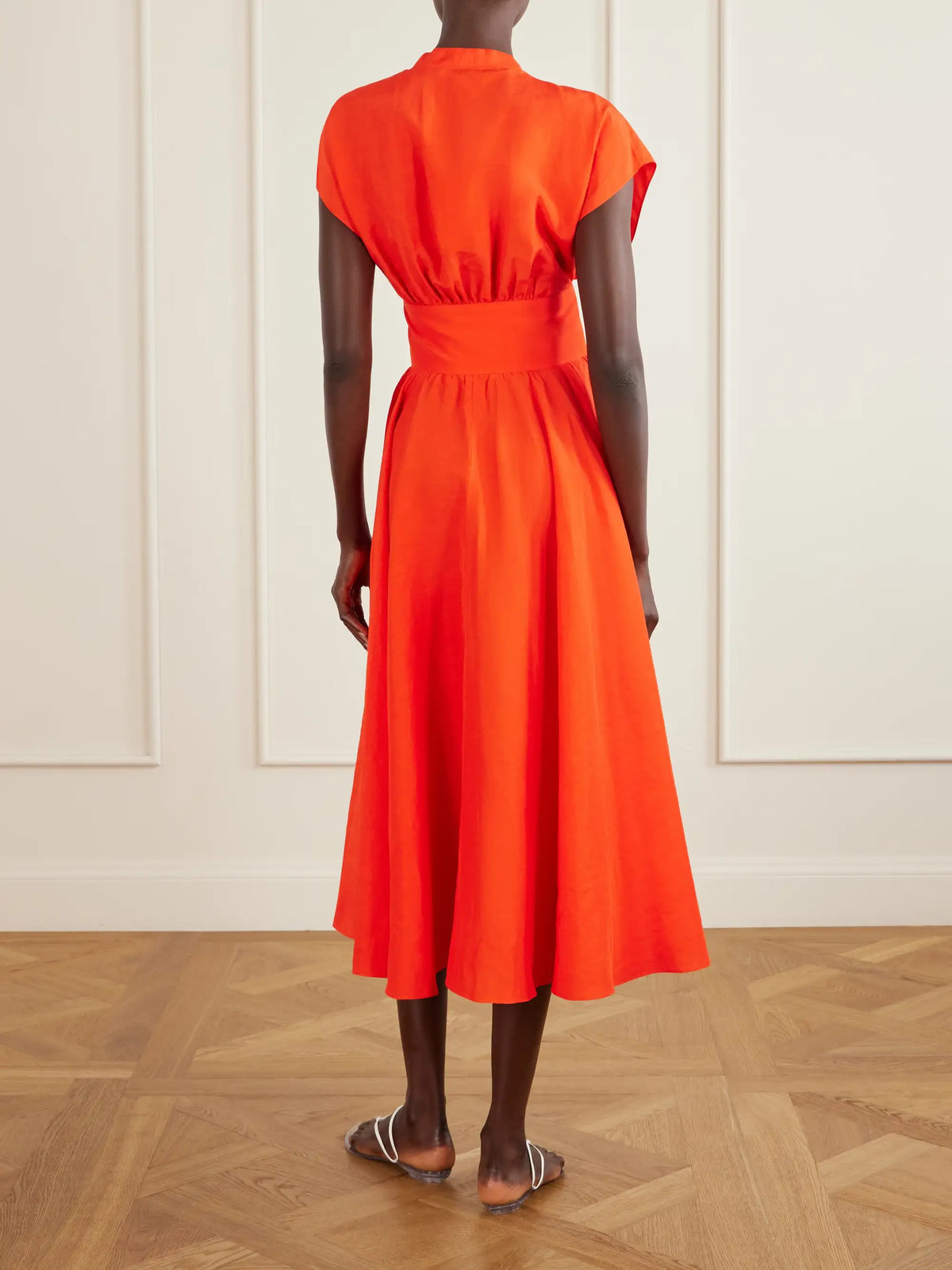 Knotted Linen-blend Midi Dress