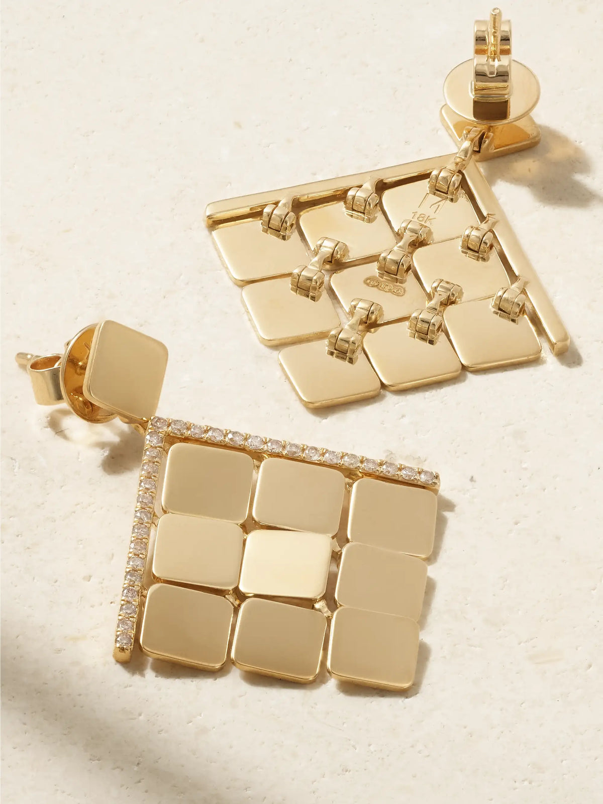 Medium Tile 18-karat Gold Diamond Earrings