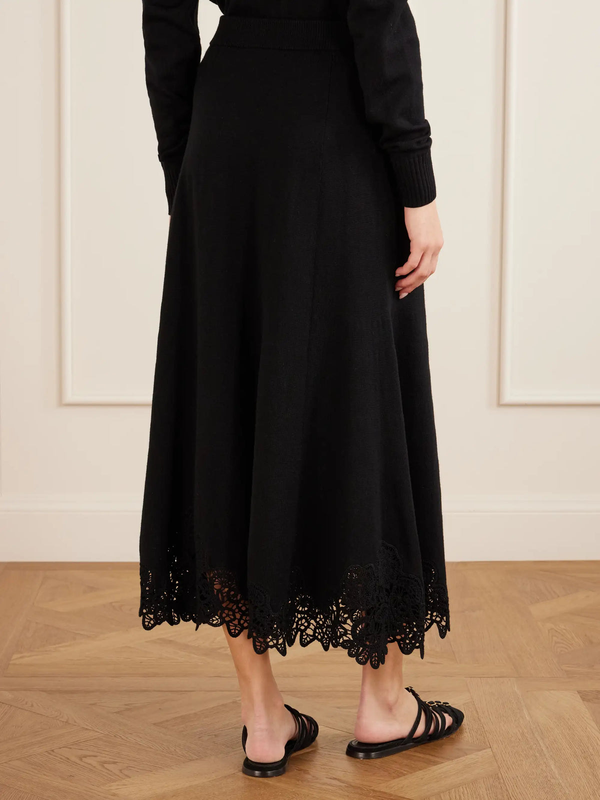 Zimmermann Valiant Lace-trimmed Wool Midi Skirt