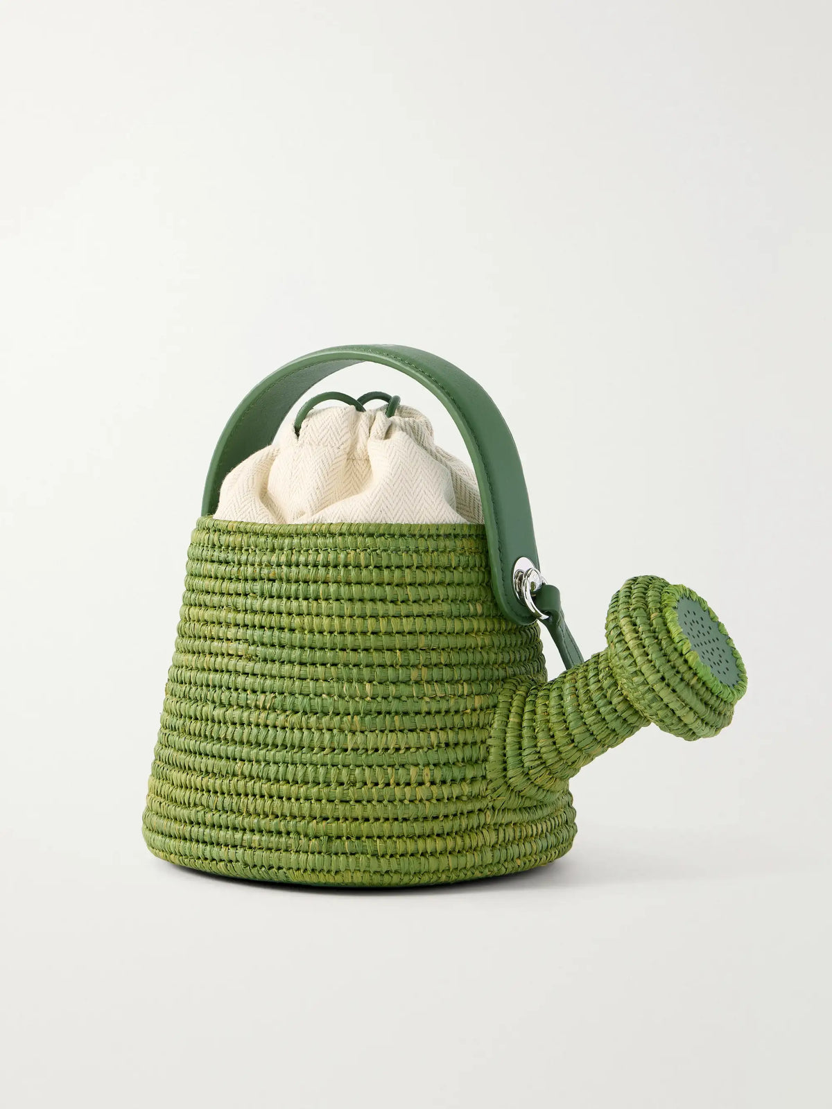 + Paula's Ibiza Watering Can Leather-trimmed Raffia Shoulder Bag
