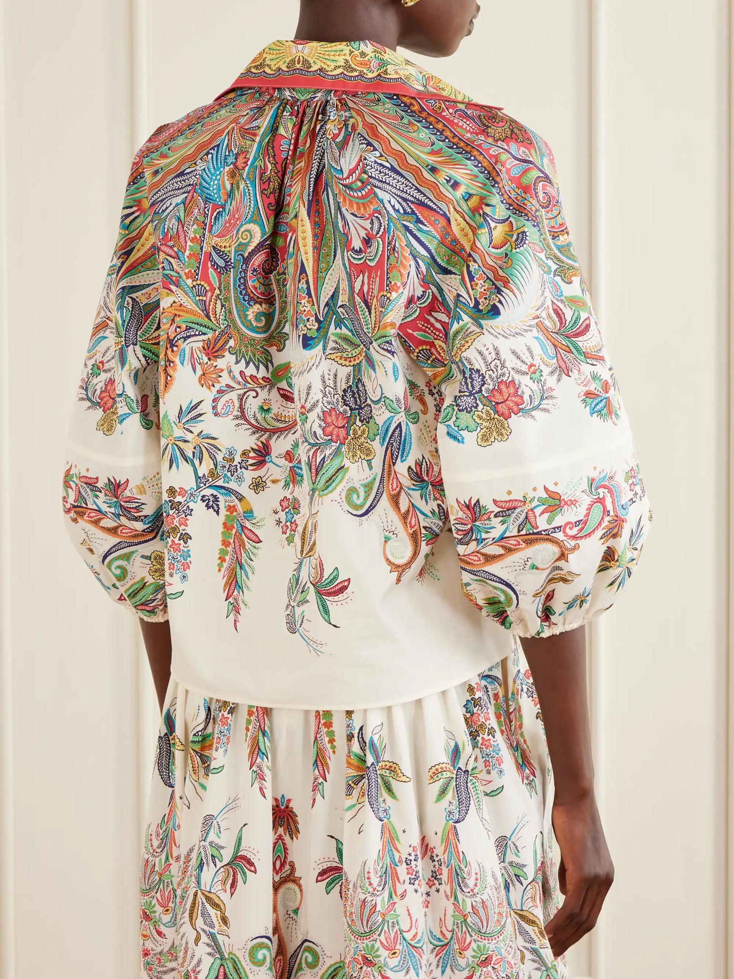 Floral-print Cotton-poplin Blouse