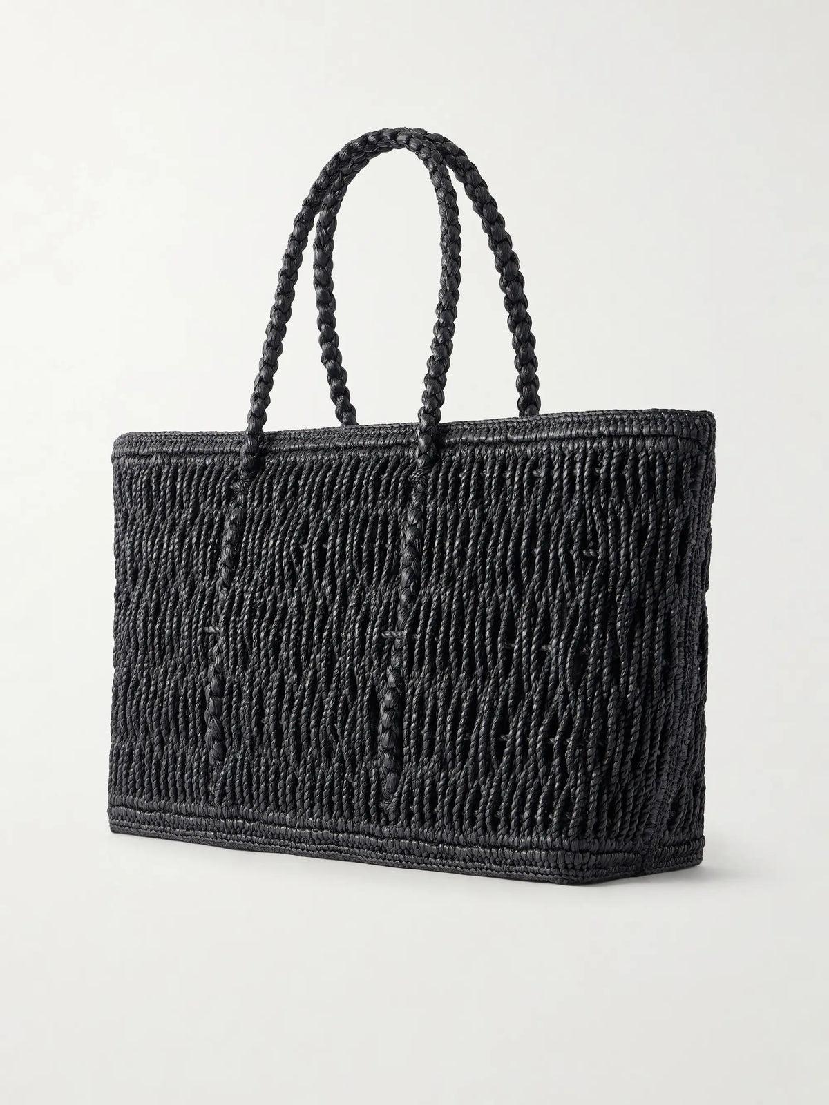 Georgica Leather-trimmed Raffia Tote Bag