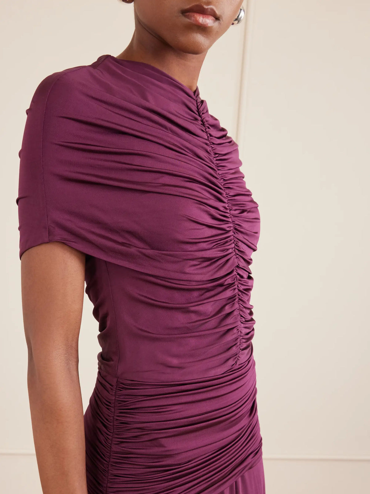 Self-Portrait Gathered Jersey Maxi Dress