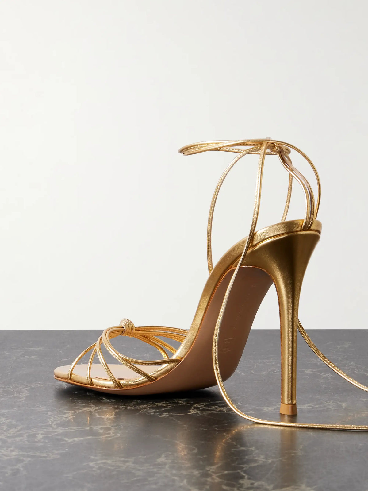 105 Lace-up Metallic Leather Sandals