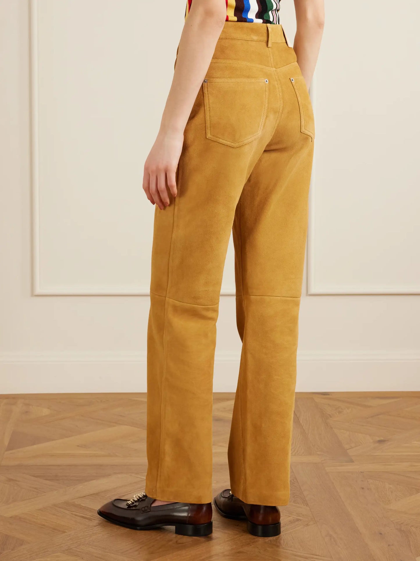 Suede High-rise Straight-leg Pants