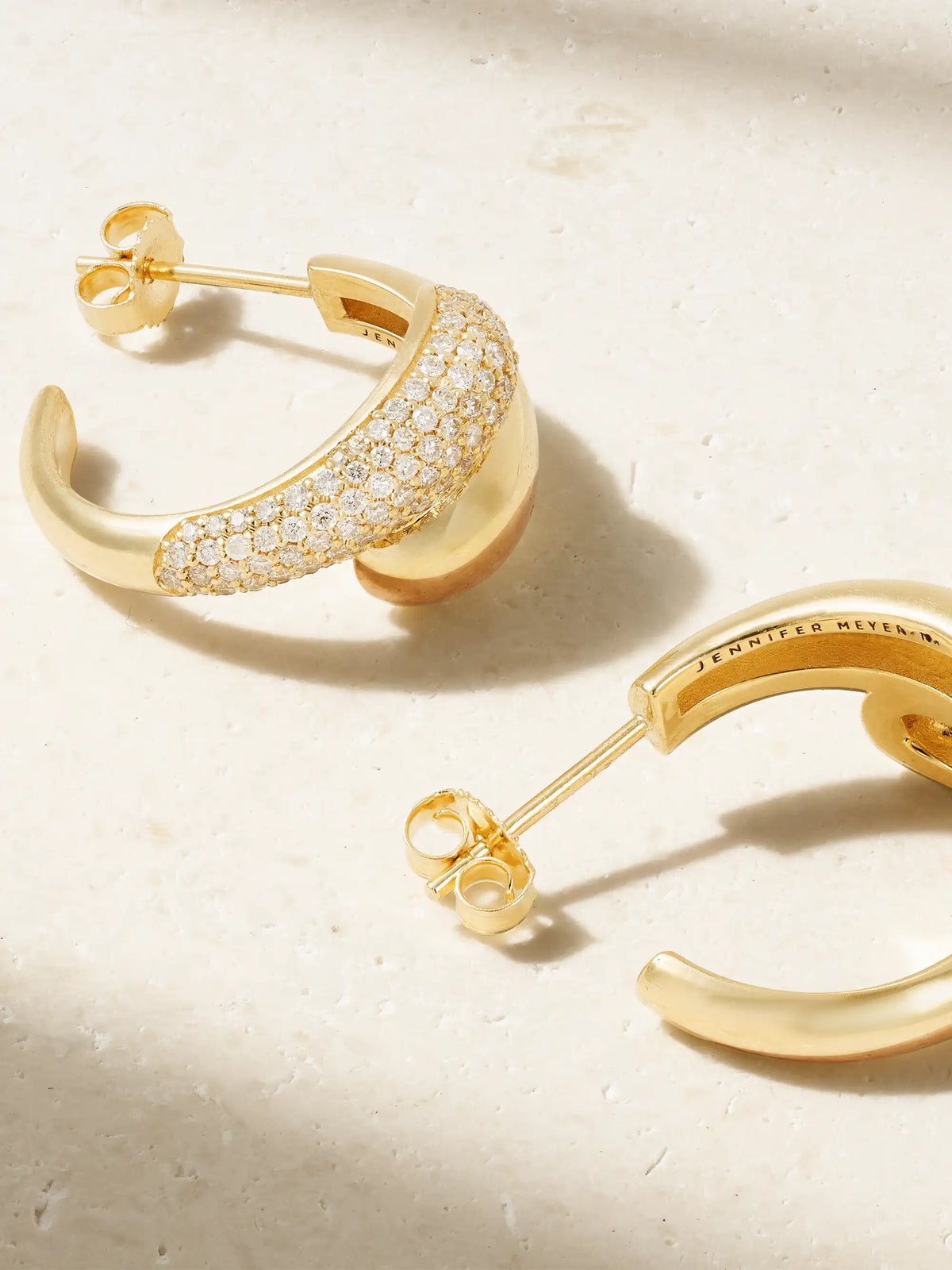 Small Double Dome 18-karat Gold Diamond Hoop Earrings