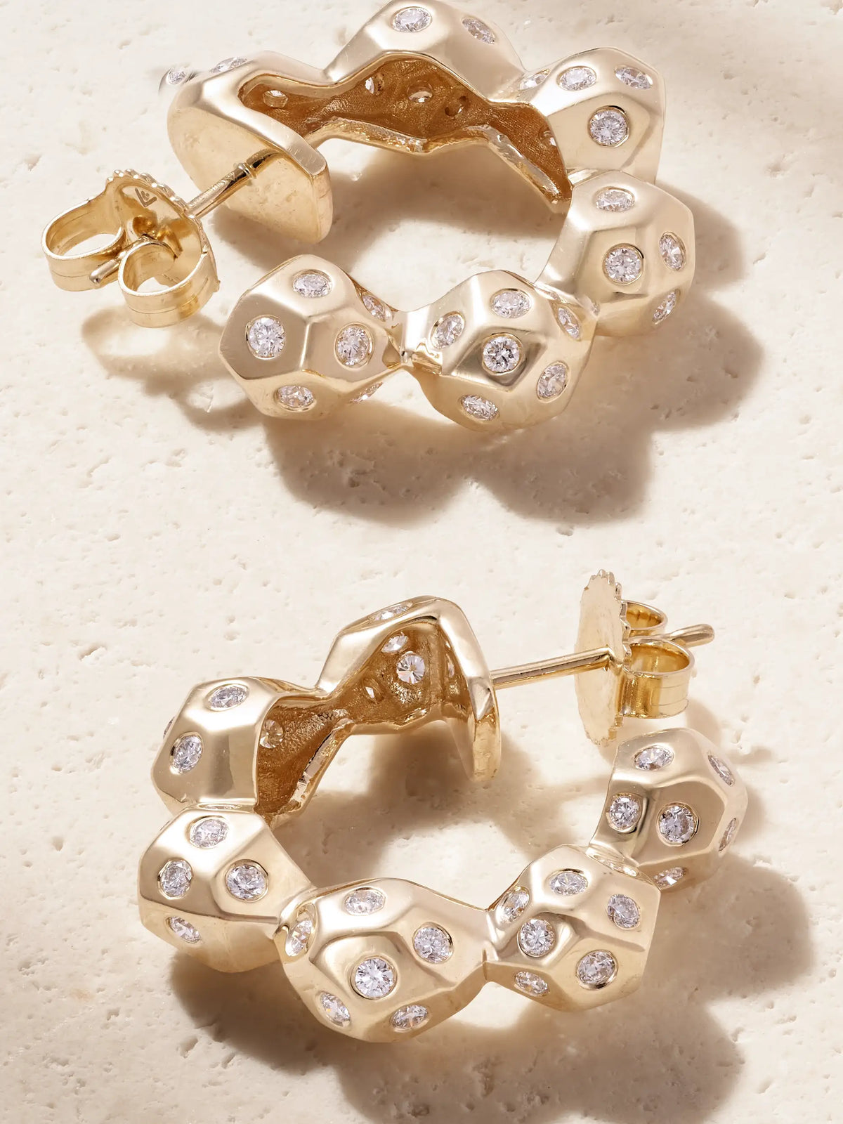 La Roca 14-karat Gold Diamond Hoop Earrings