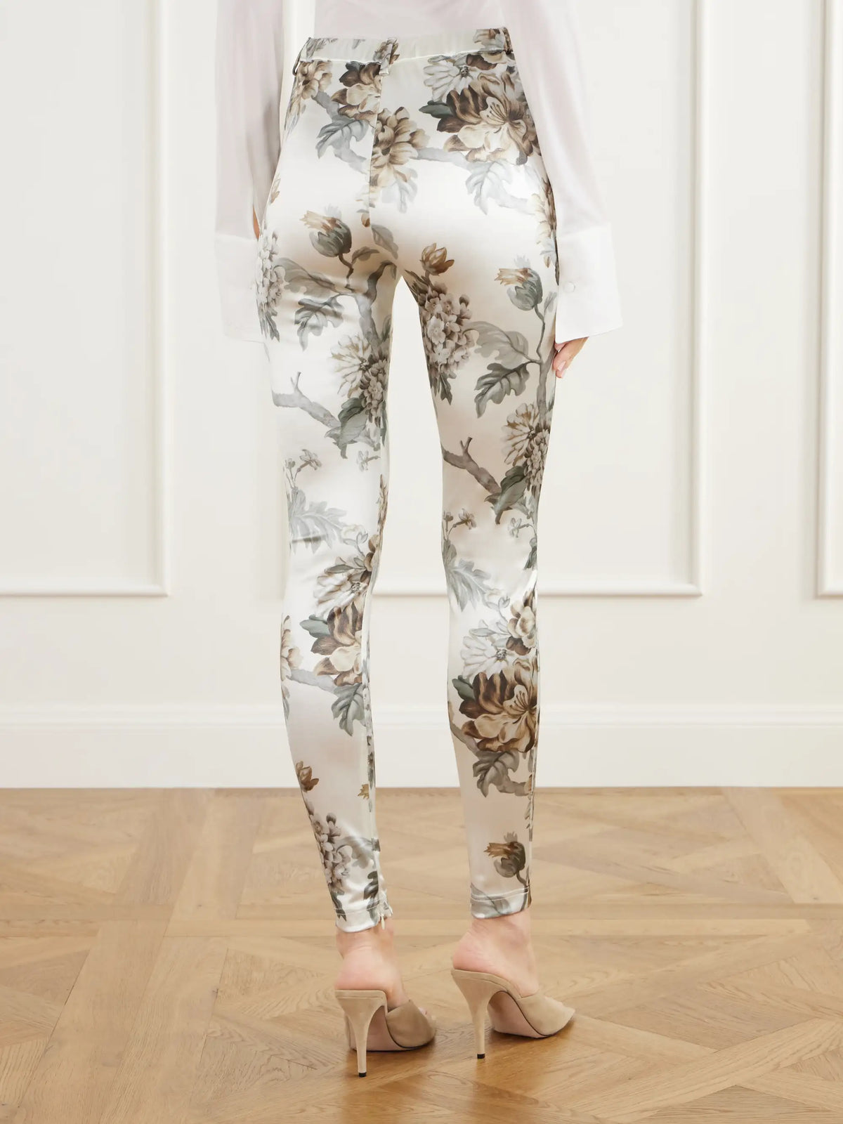 Acne Studios Floral-print Satin Skinny-leg Pants