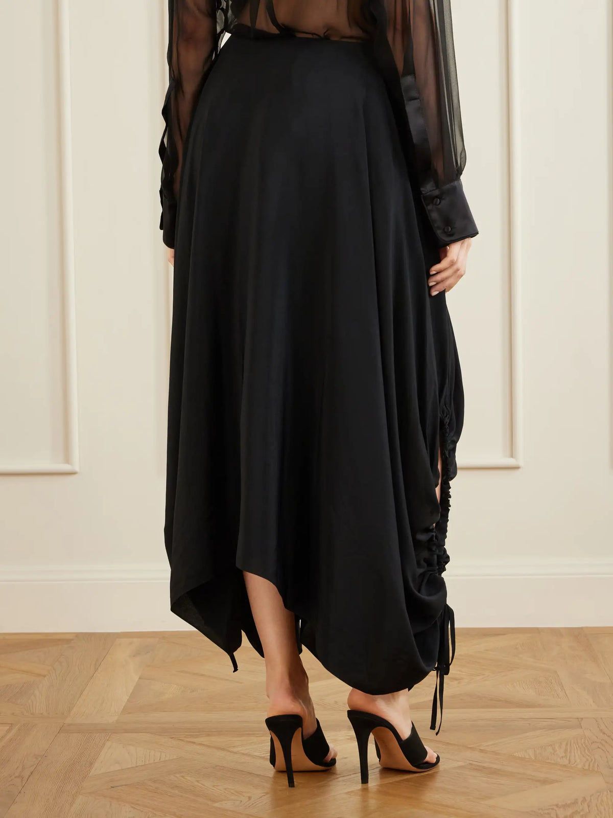 Desia Asymmetric Silk-crepe Midi Skirt
