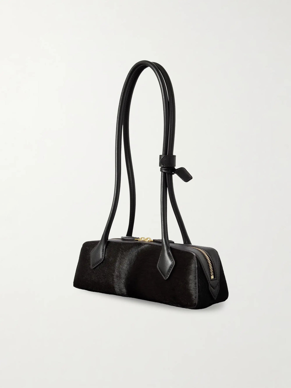 Le Teckel Small Leather-trimmed Calf Hair Shoulder Bag