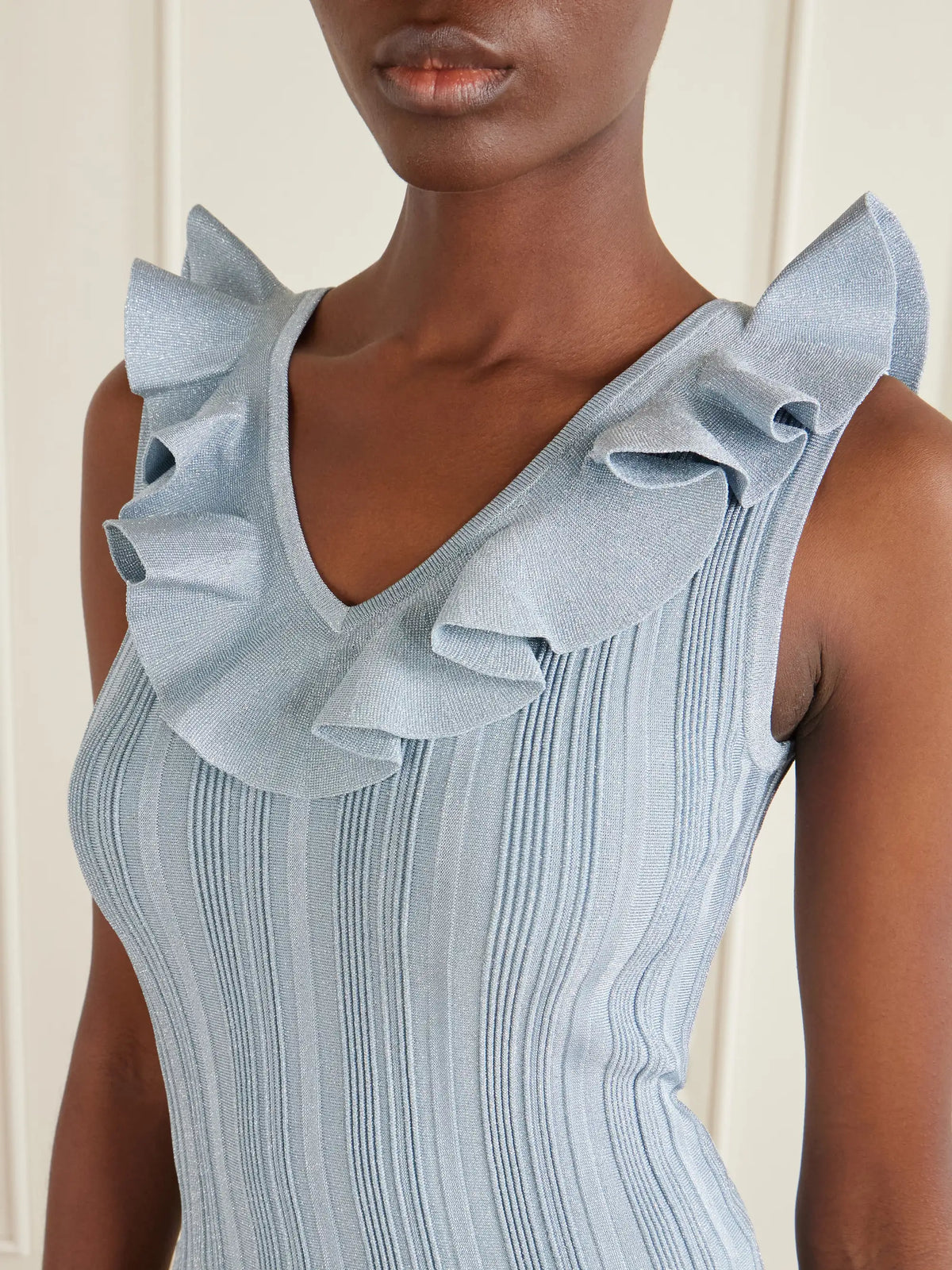 Aster Metallic Ruffled Top
