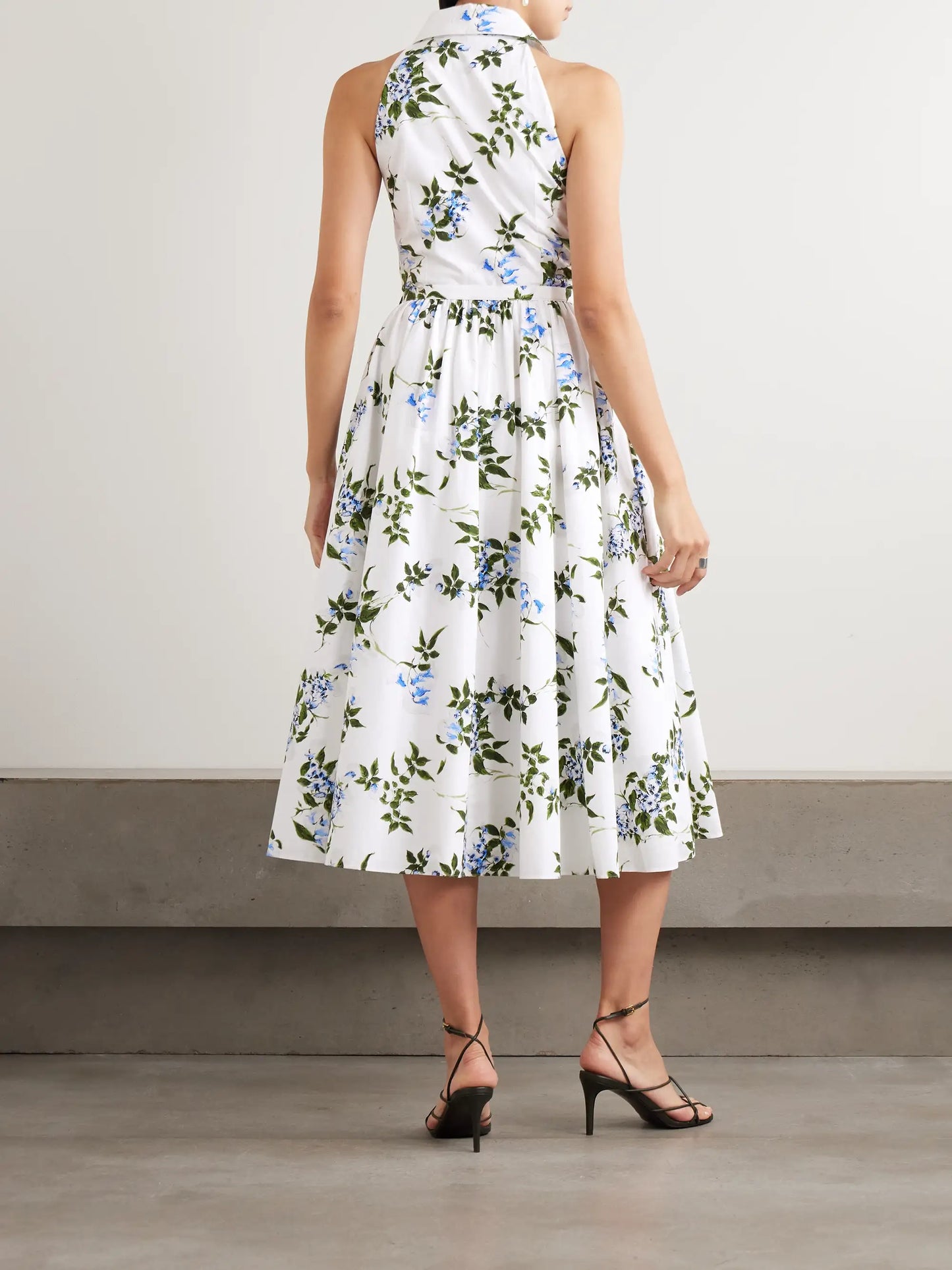 Norika Belted Floral-print Cotton-poplin Midi Shirt Dress