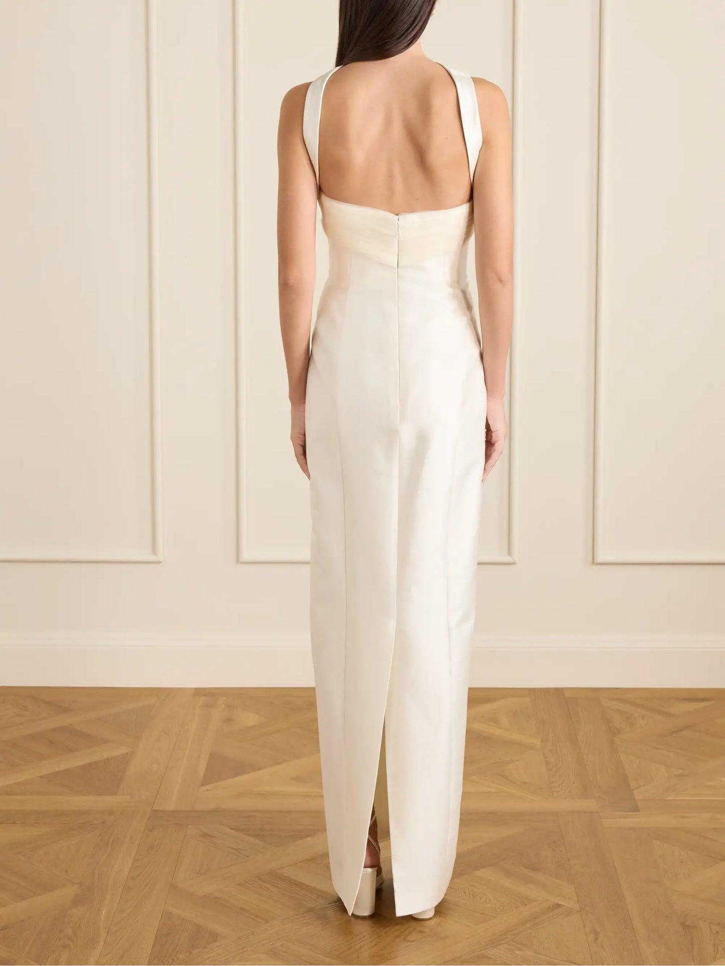Lette Tulle-trimmed Wool And Silk-blend Twill Gown