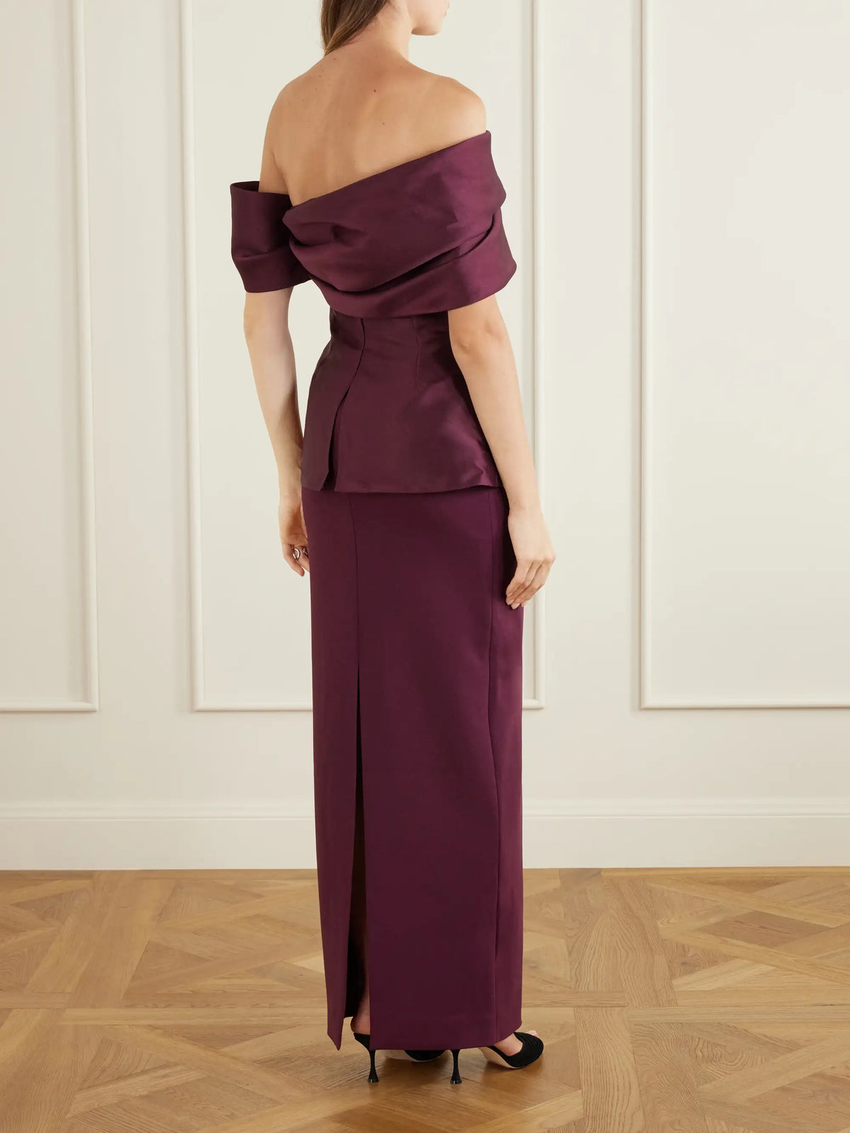 Lucine Off-the-shoulder Satin-twill Gown