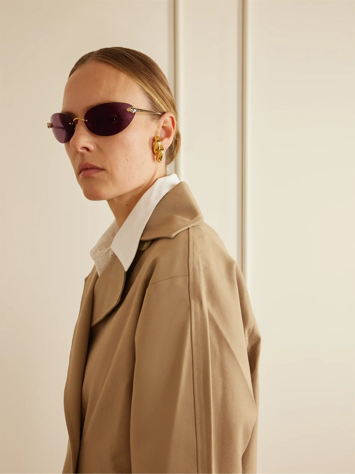 Panthère De Cartier Rimless Cat-eye Gold-tone Sunglasses