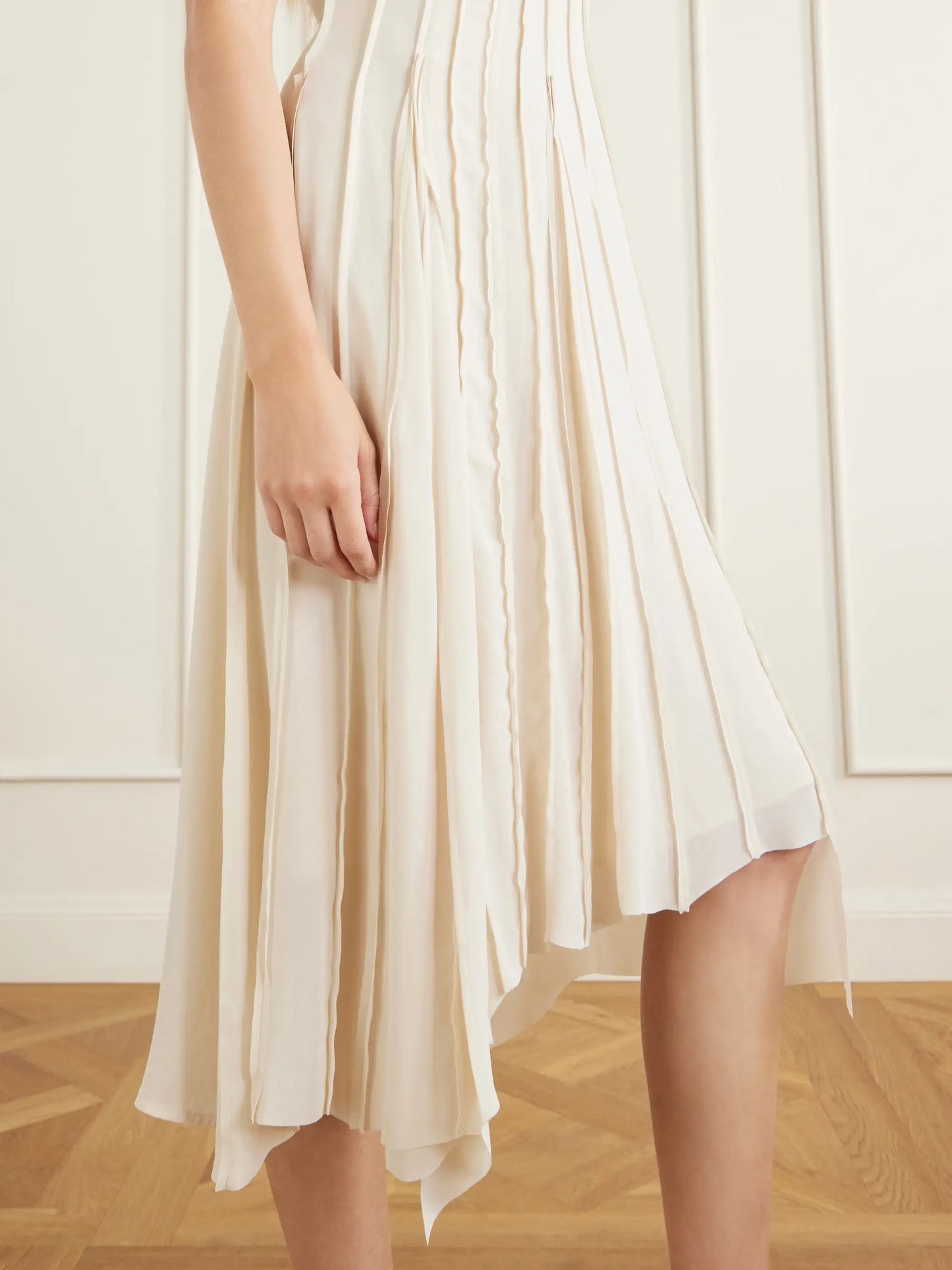 Pleated Cady Midi Dress