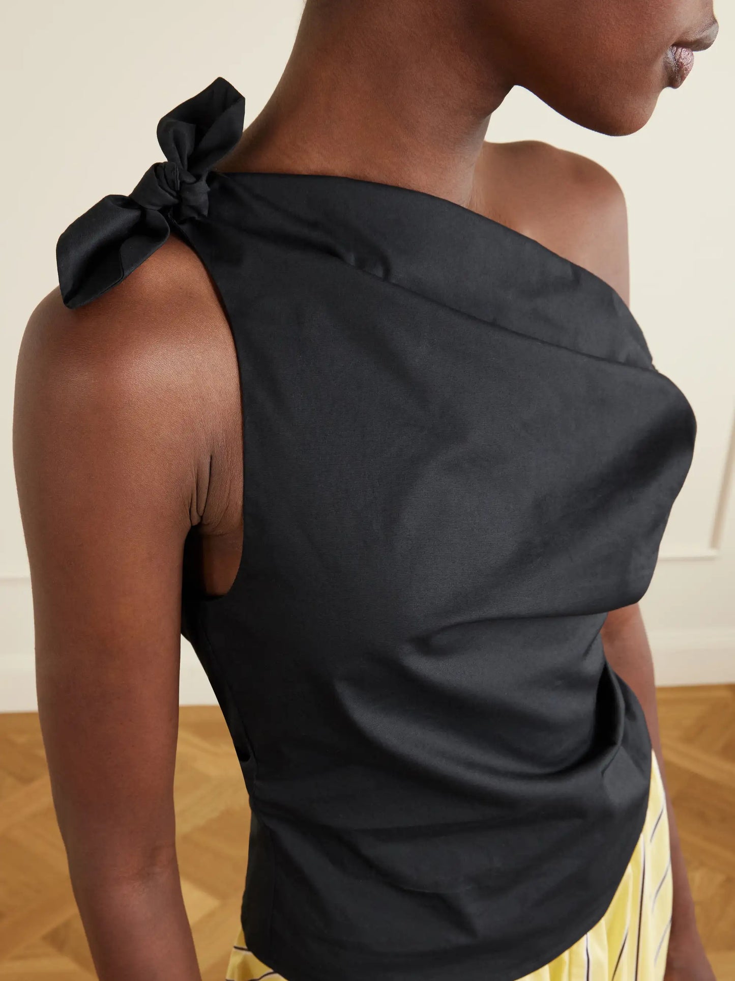 Bellaria Asymmetric Knot-detailed Cotton-blend Poplin Top