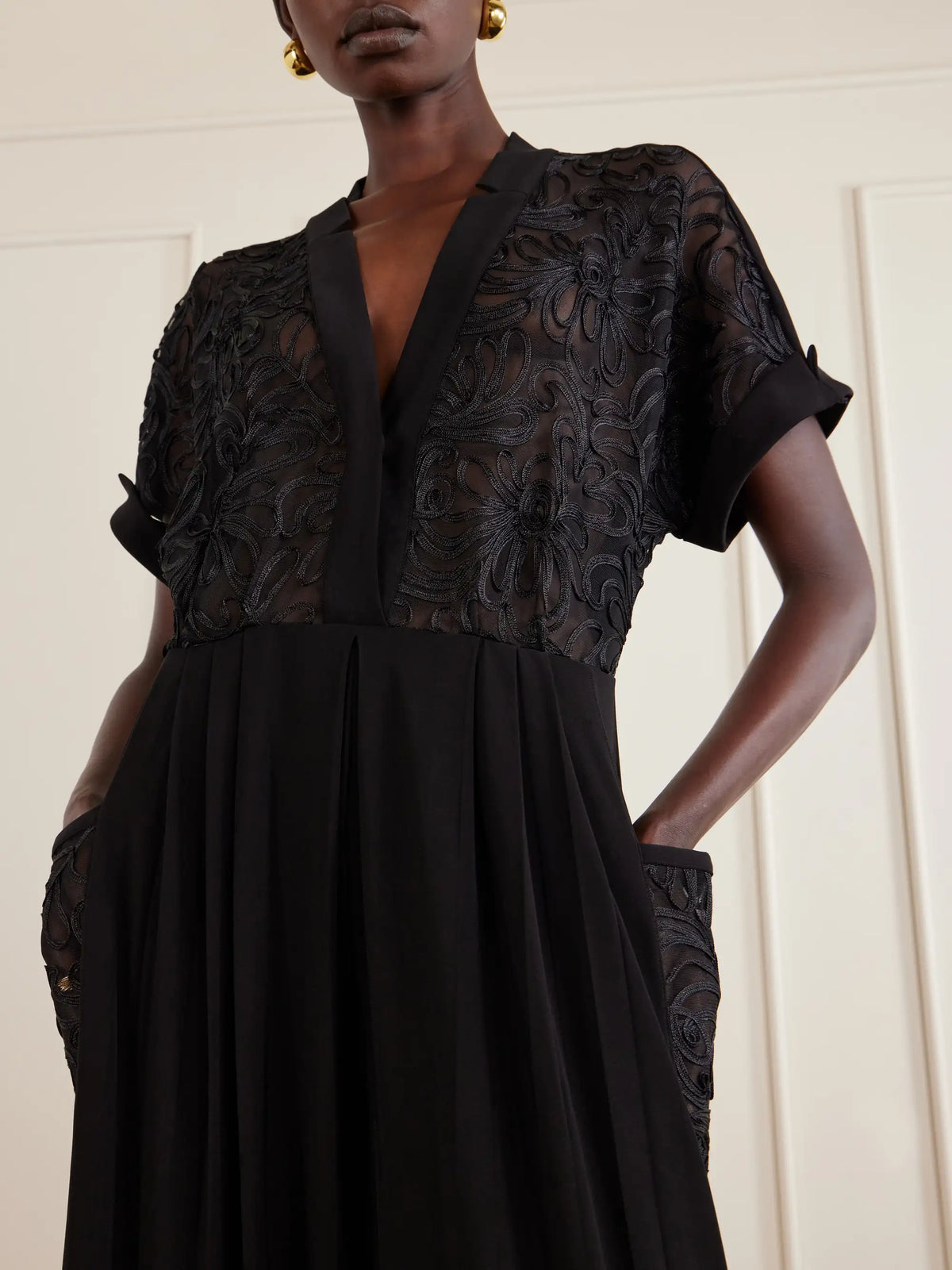 Geralyn Embroidered Velvet Jumpsuit