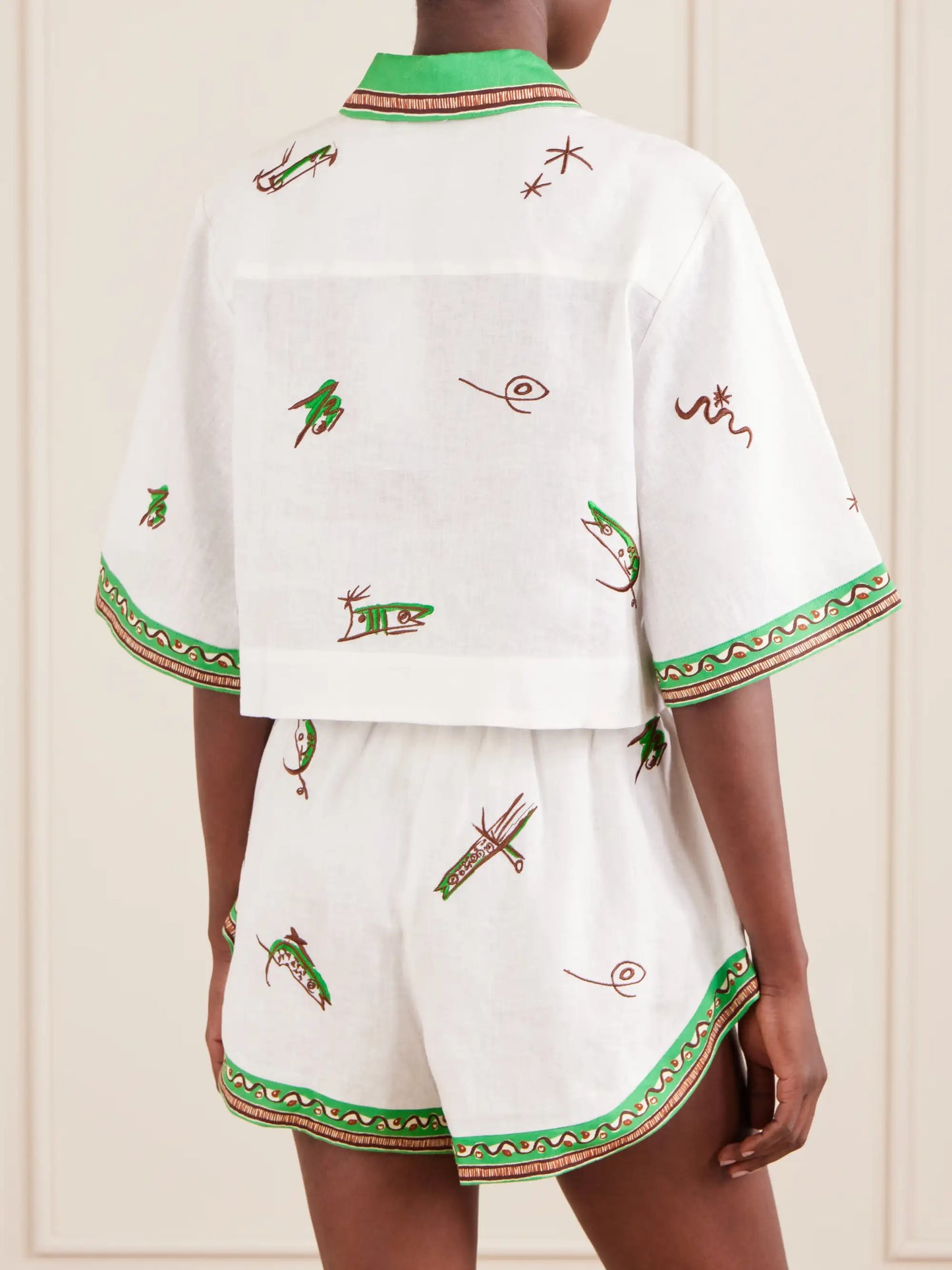 Wanda Printed Embroidered Linen Shirt