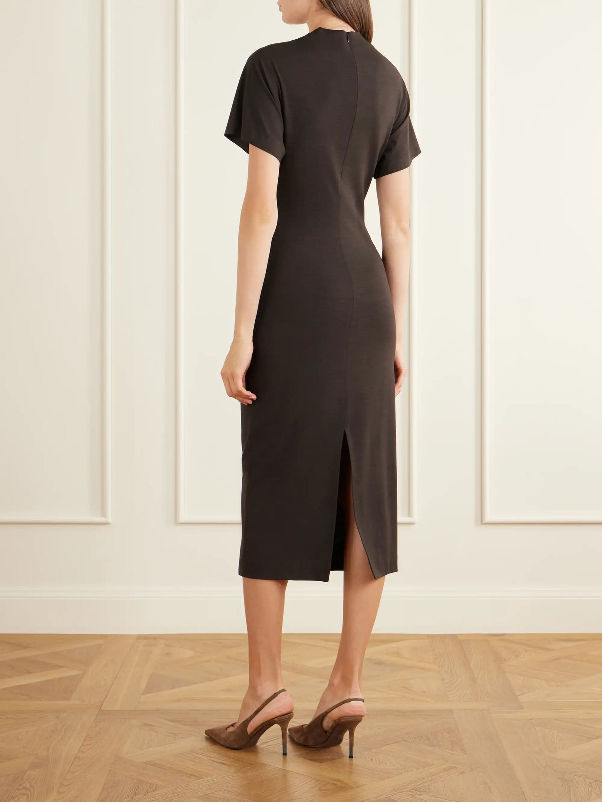 Brunello Cucinelli Wrapped Jersey Midi Dress
