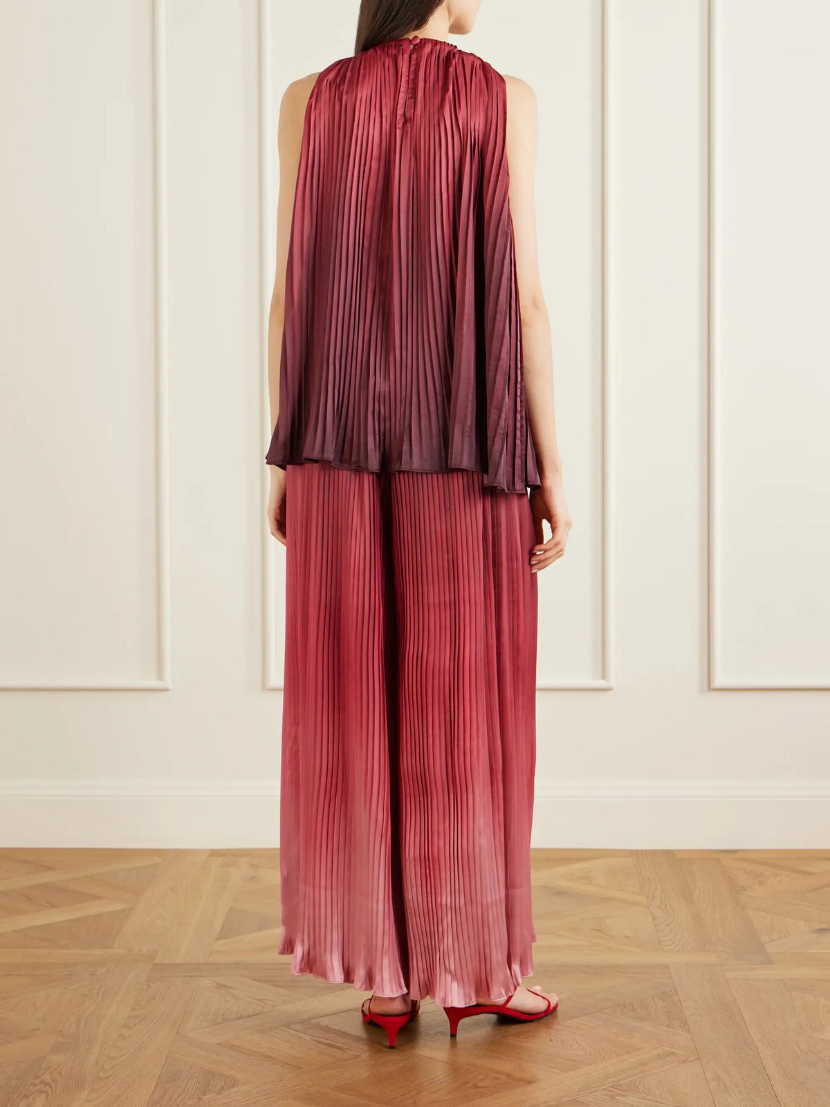 Ombré Plissé-taffeta Top