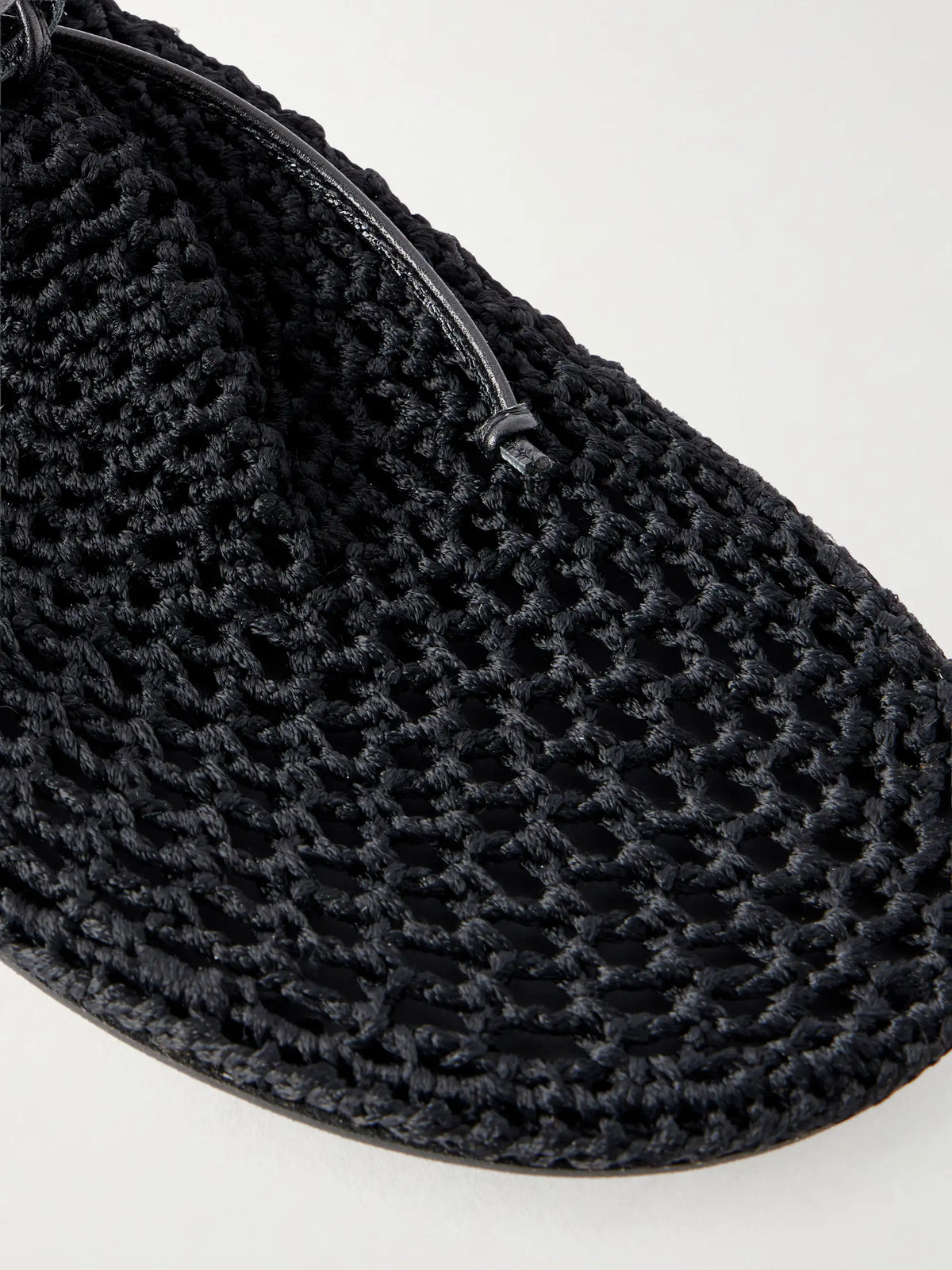 Hand Crochet Ballerina Leather-trimmed Flats
