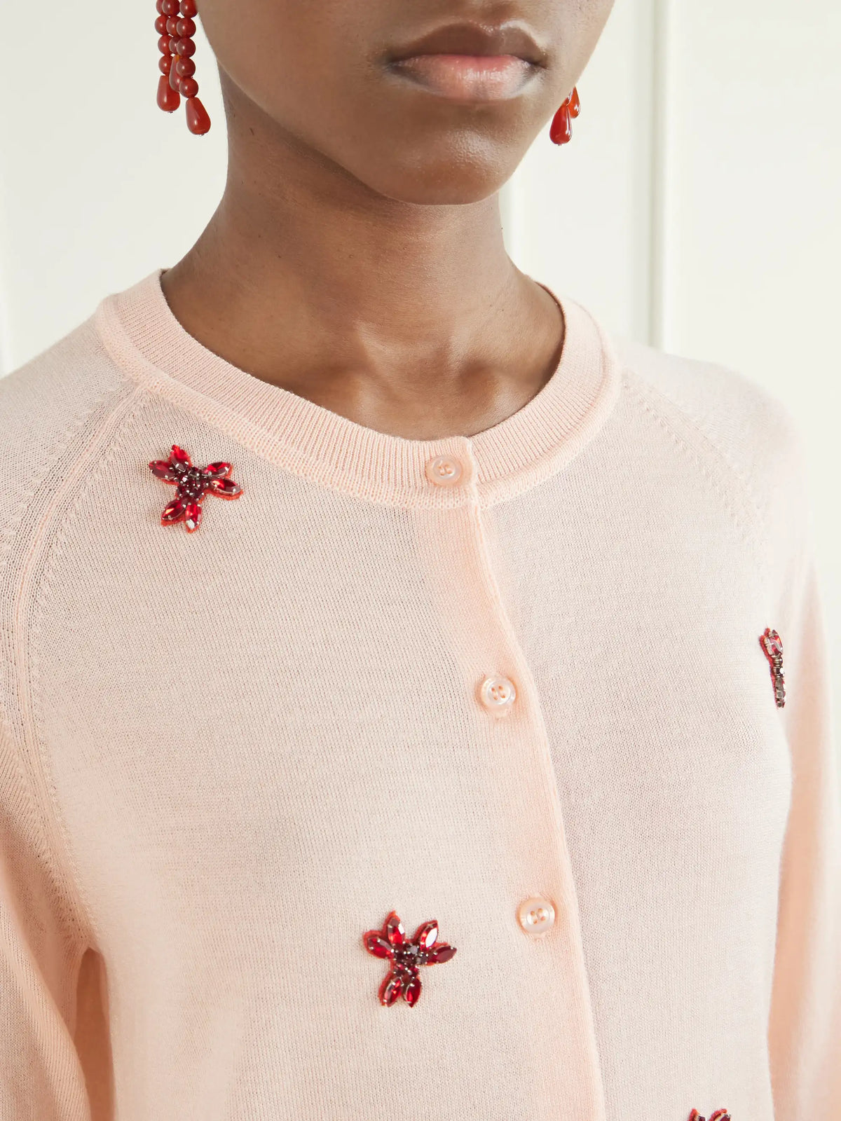 Simone Rocha Crystal-embellished Wool And Silk-blend Cardigan