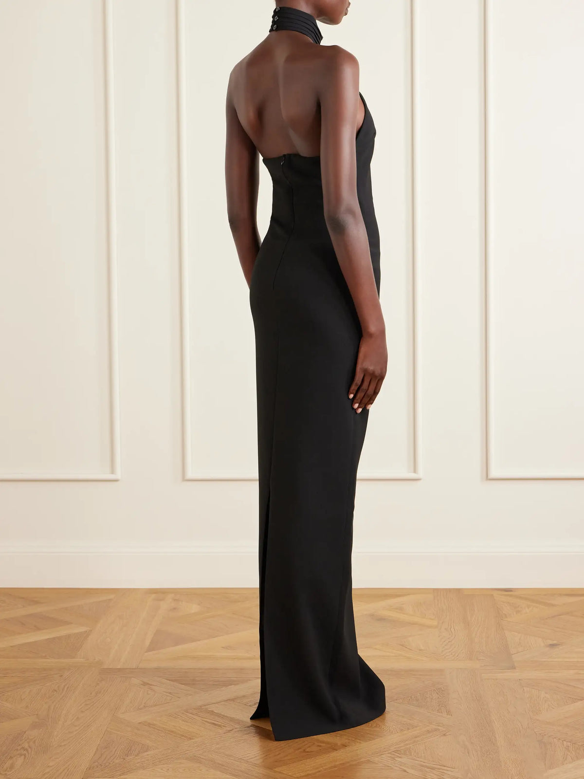 Ilkyaz Ozel Kailash Crepe Halterneck Gown