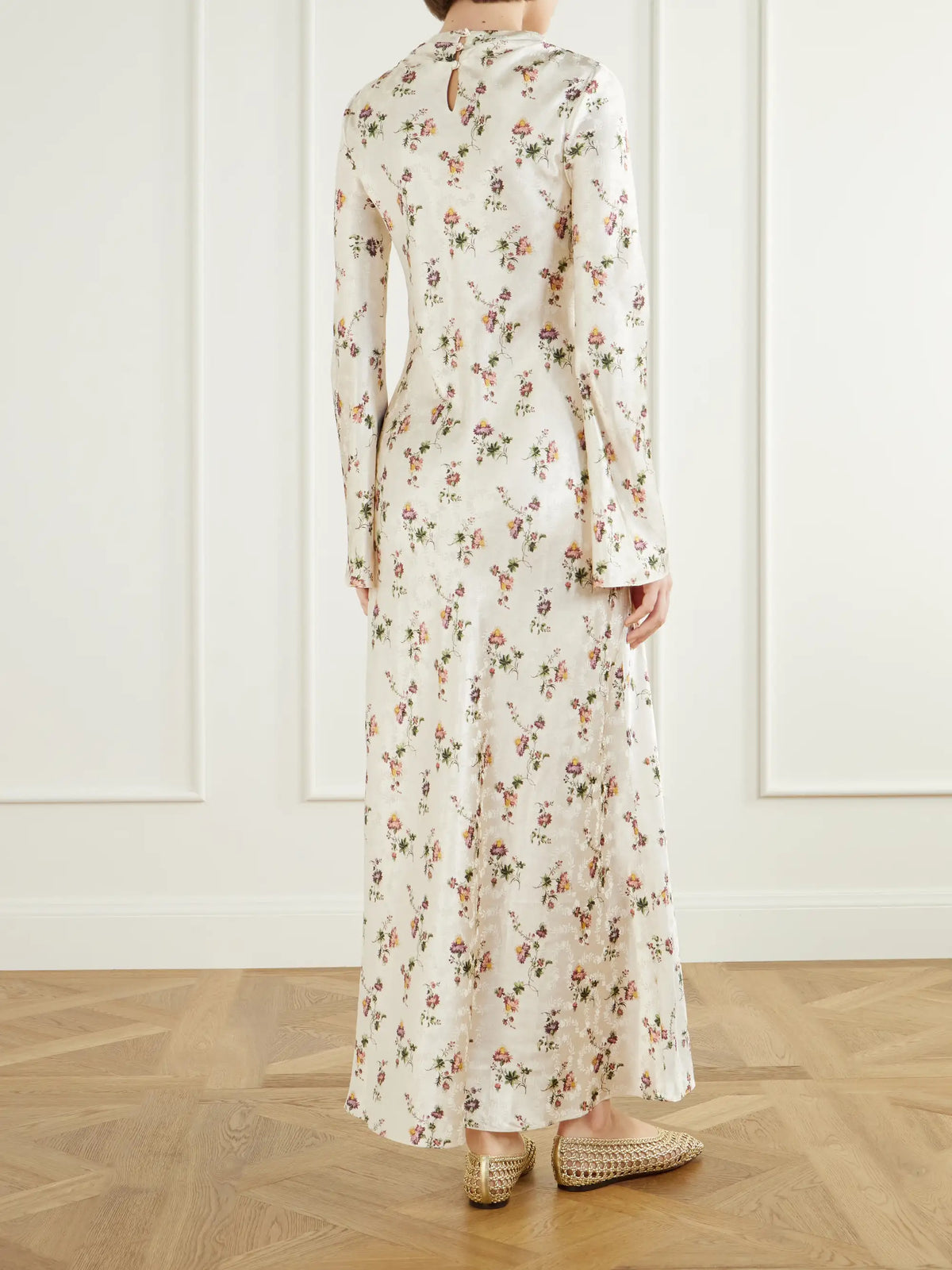 DÔEN Floral-printed Satin Maxi Dress