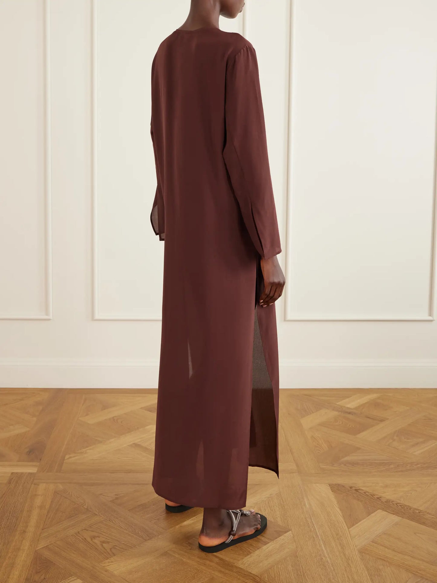 Pearl-embellished Silk-chiffon Kaftan